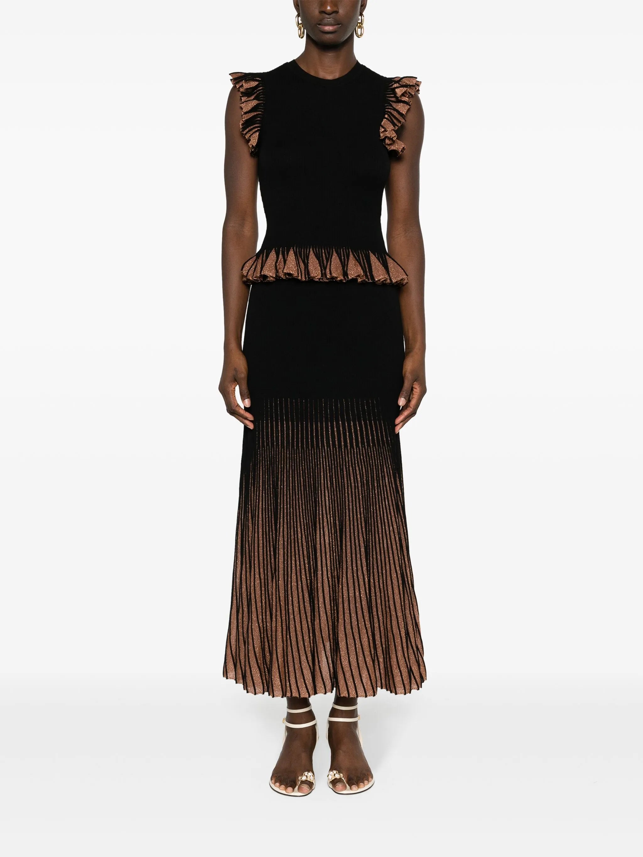 Leila lurex-detailing knitted tank top
