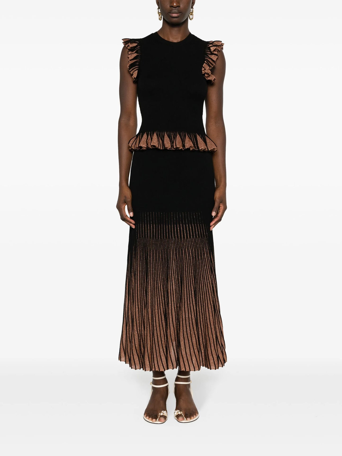 Leila lurex-detailing knitted tank top