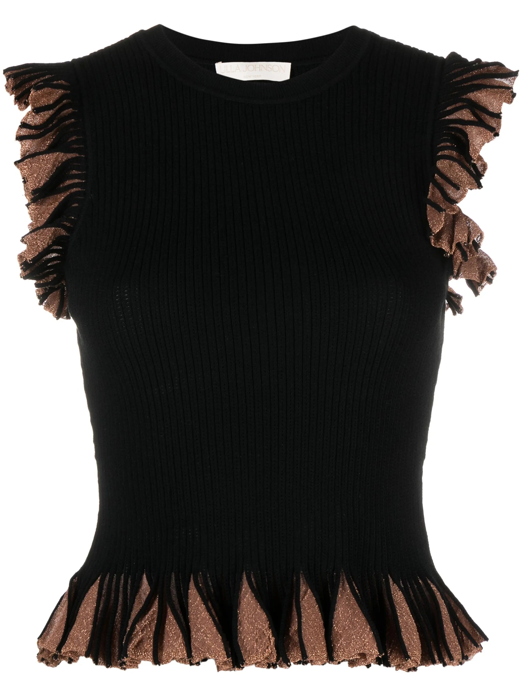 Leila lurex-detailing knitted tank top