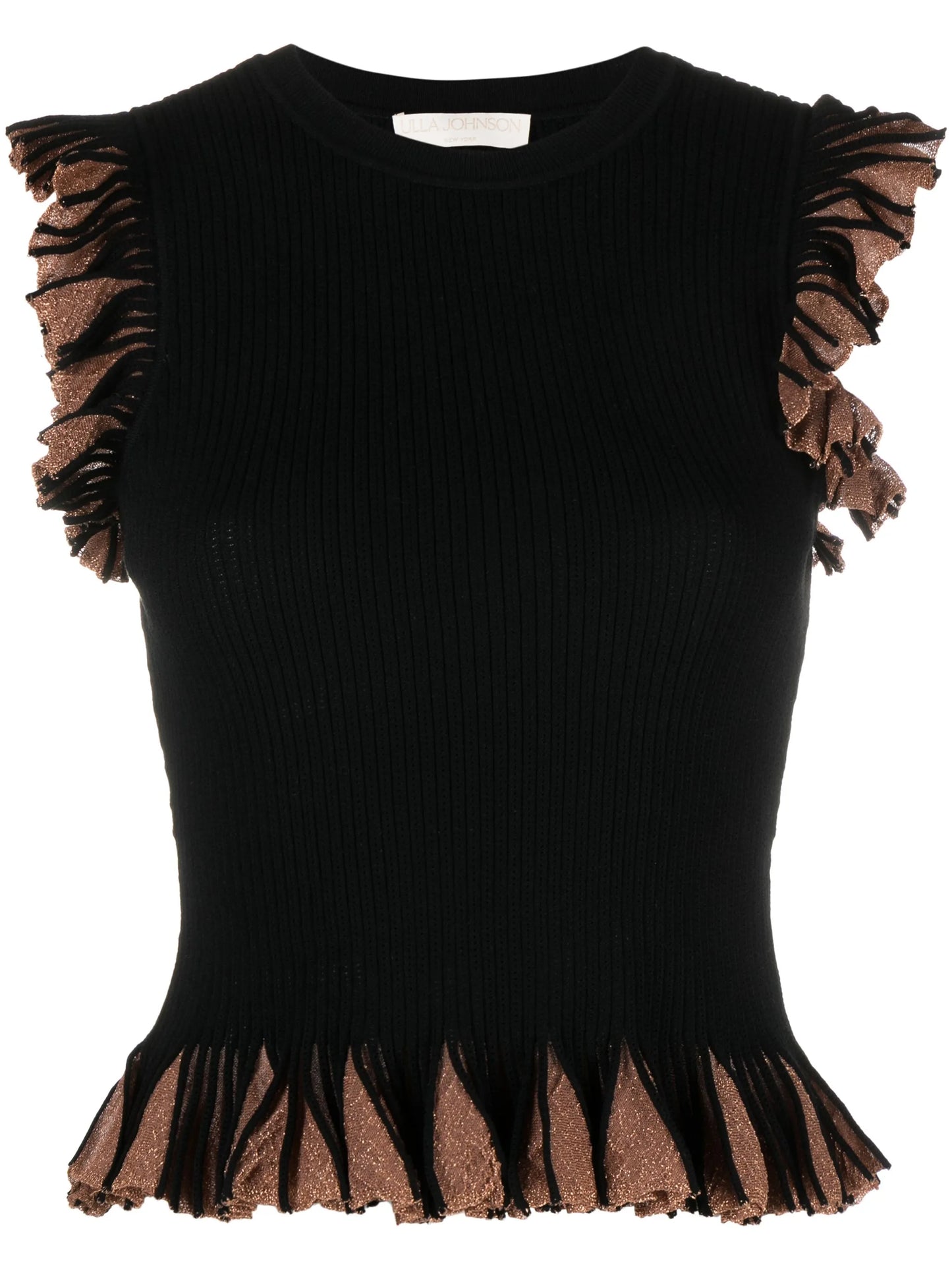 Leila lurex-detailing knitted tank top