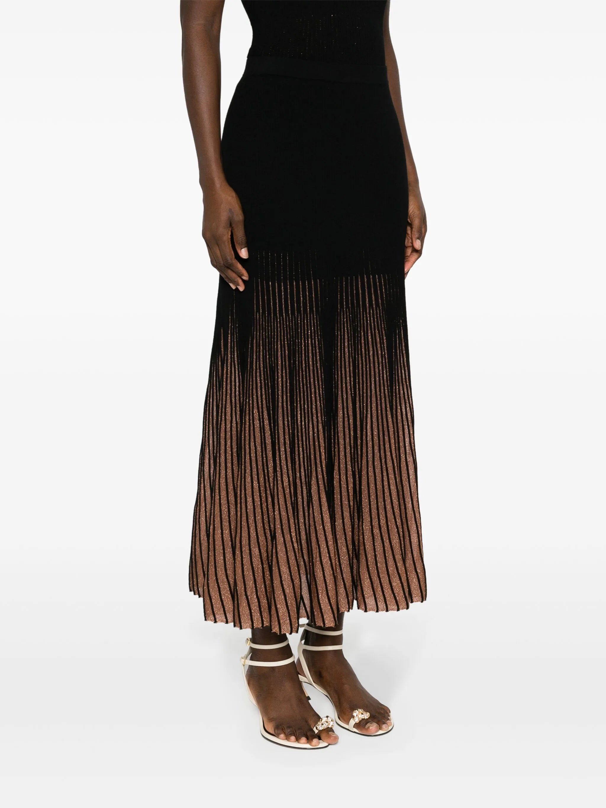 Emilia lurex-detailing midi skirt