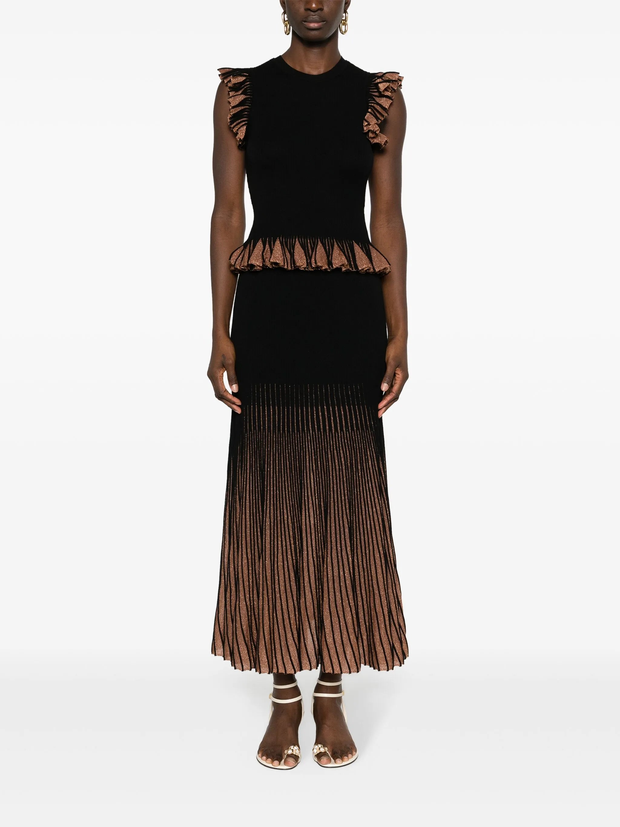 Emilia lurex-detailing midi skirt