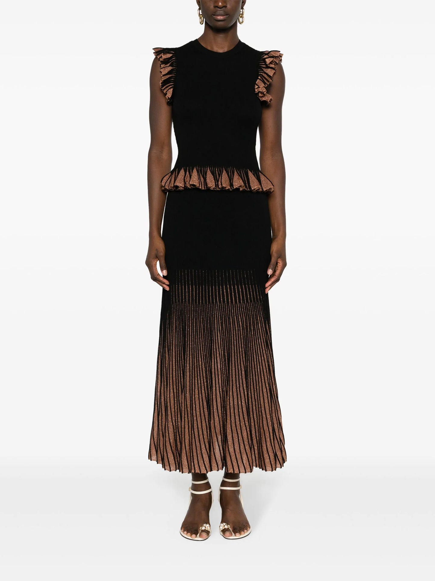 Emilia lurex-detailing midi skirt