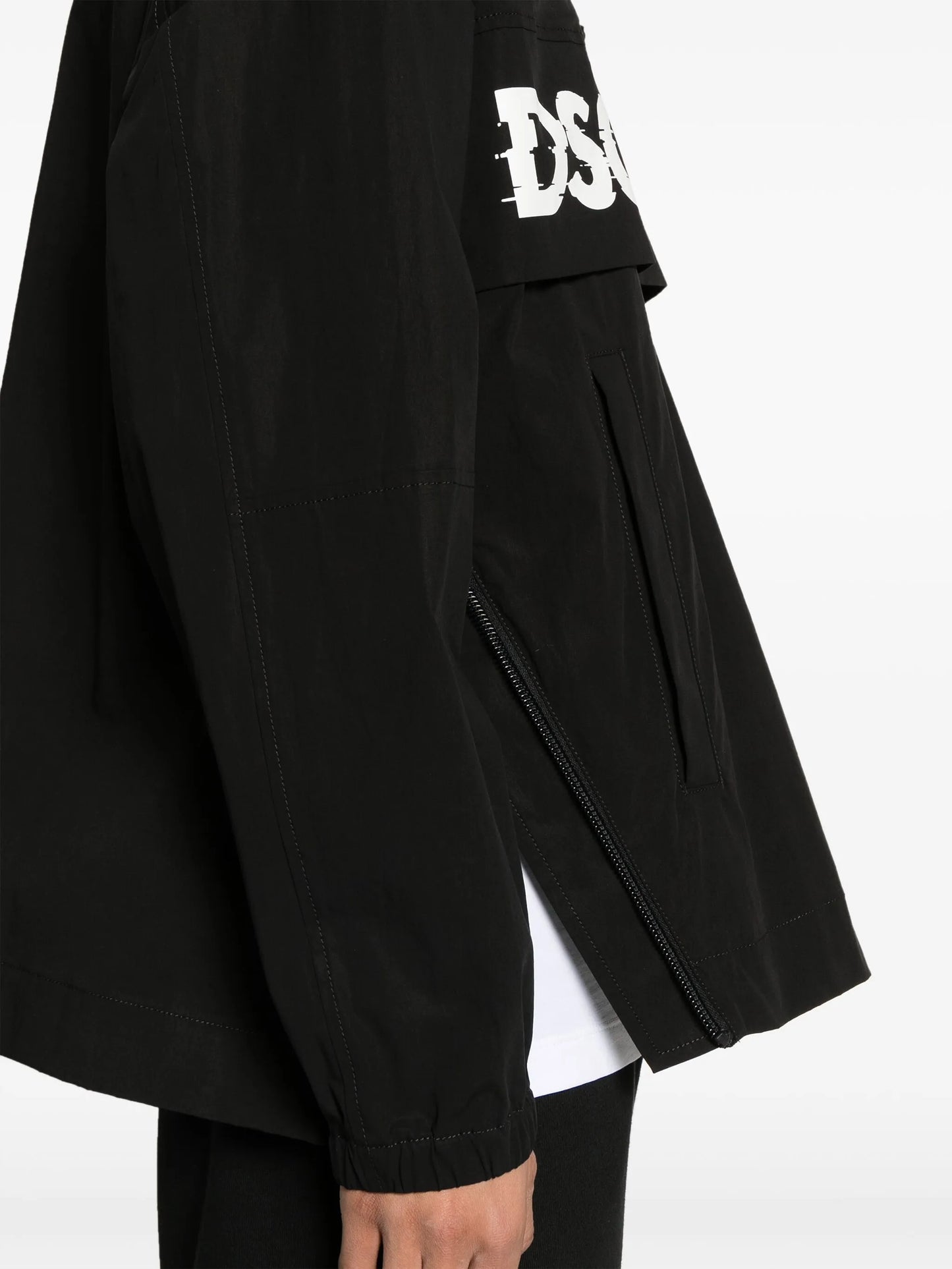 logo-print poplin half-zip jacket