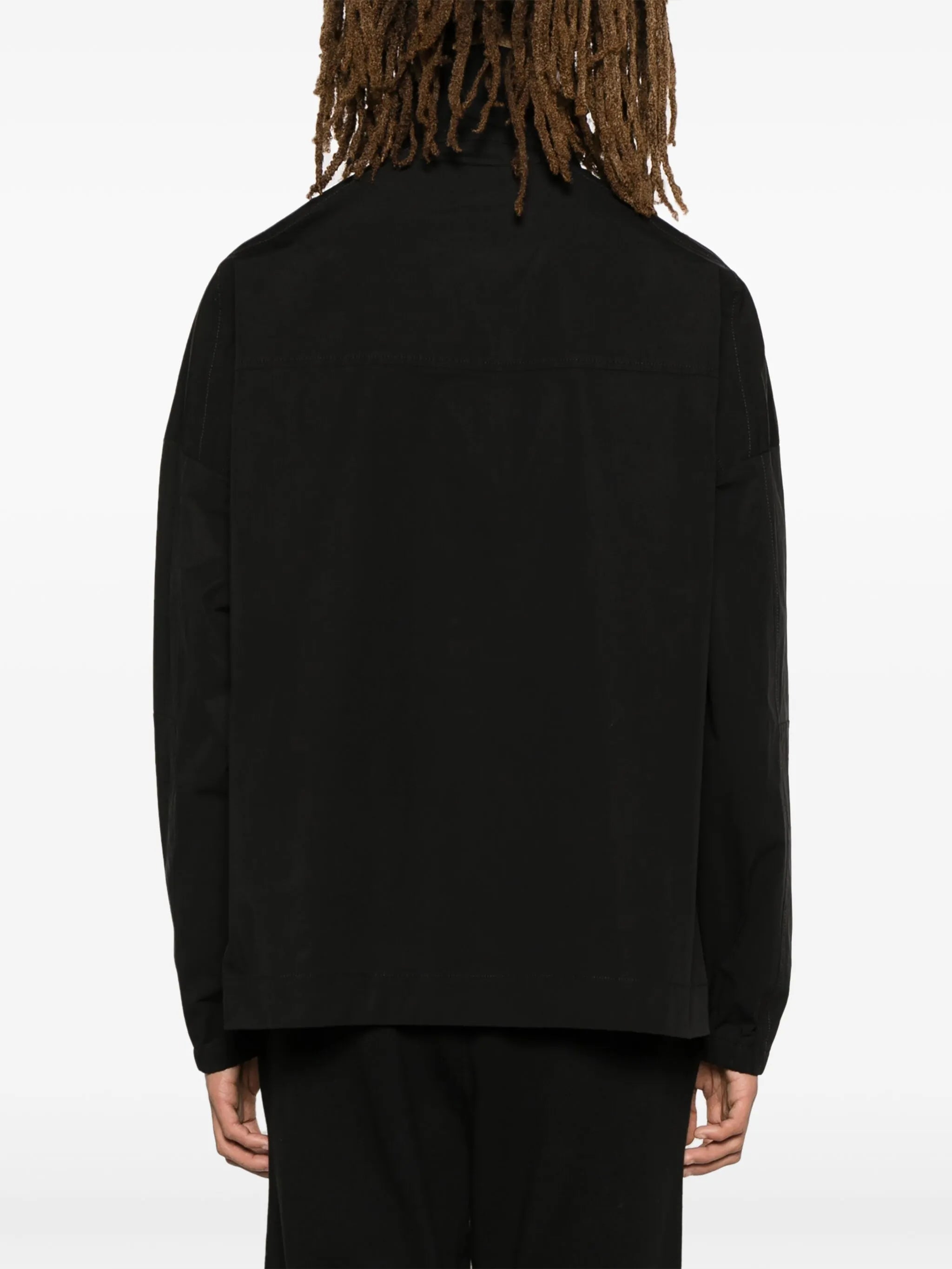 logo-print poplin half-zip jacket