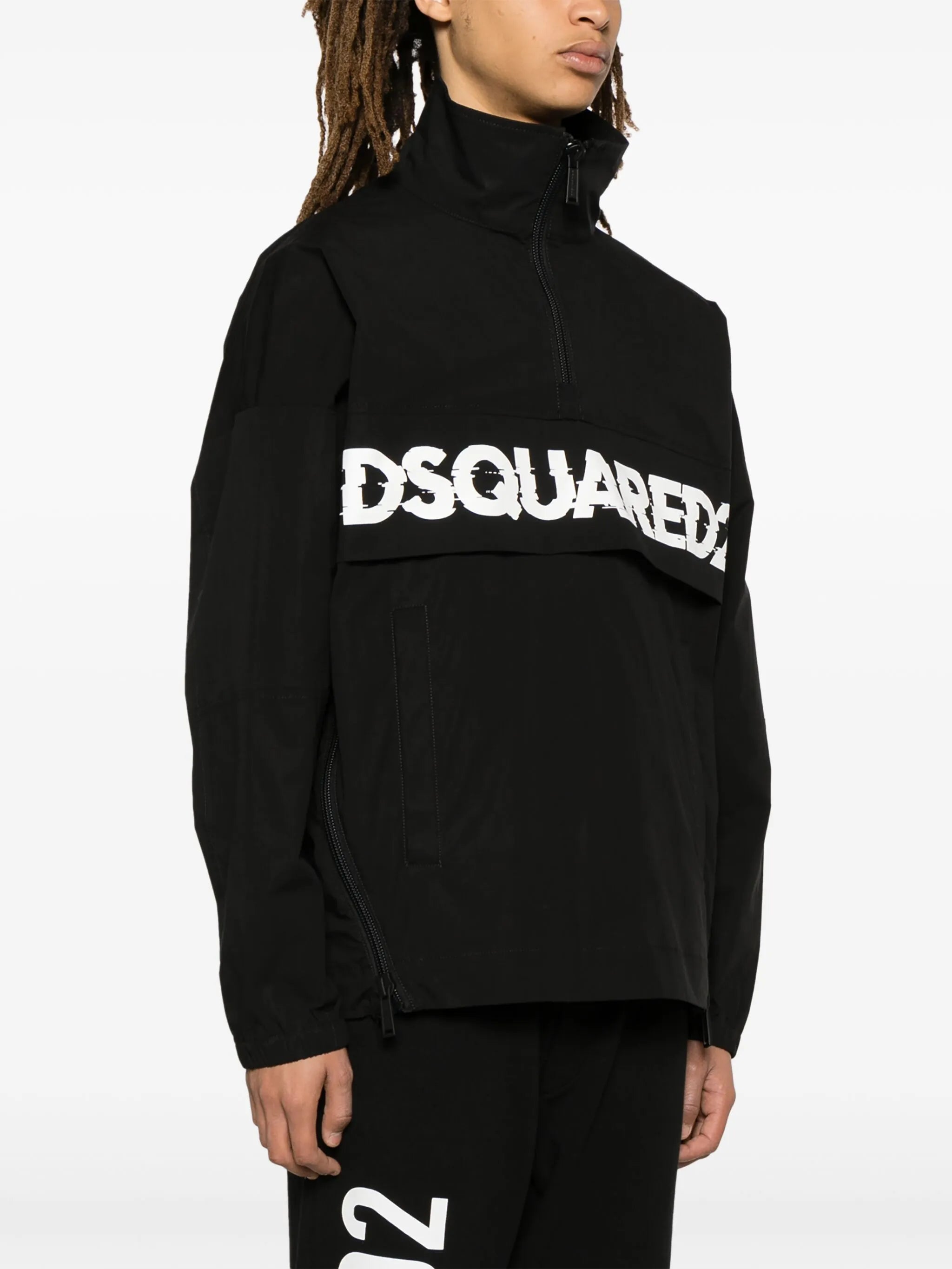 logo-print poplin half-zip jacket