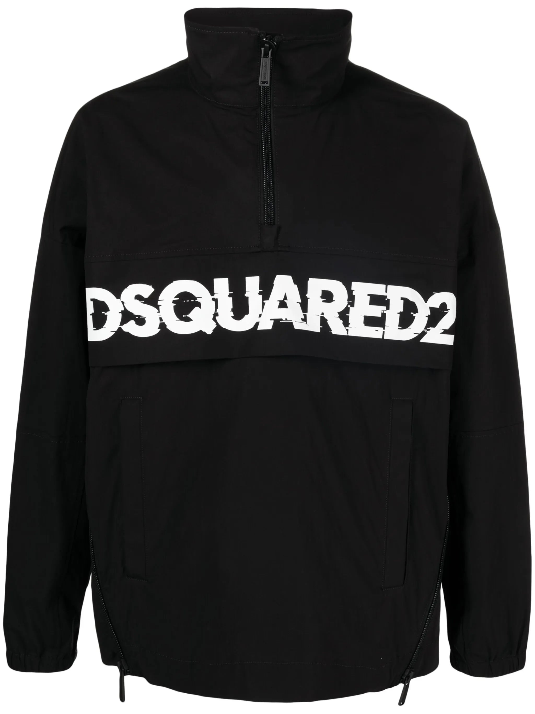 logo-print poplin half-zip jacket