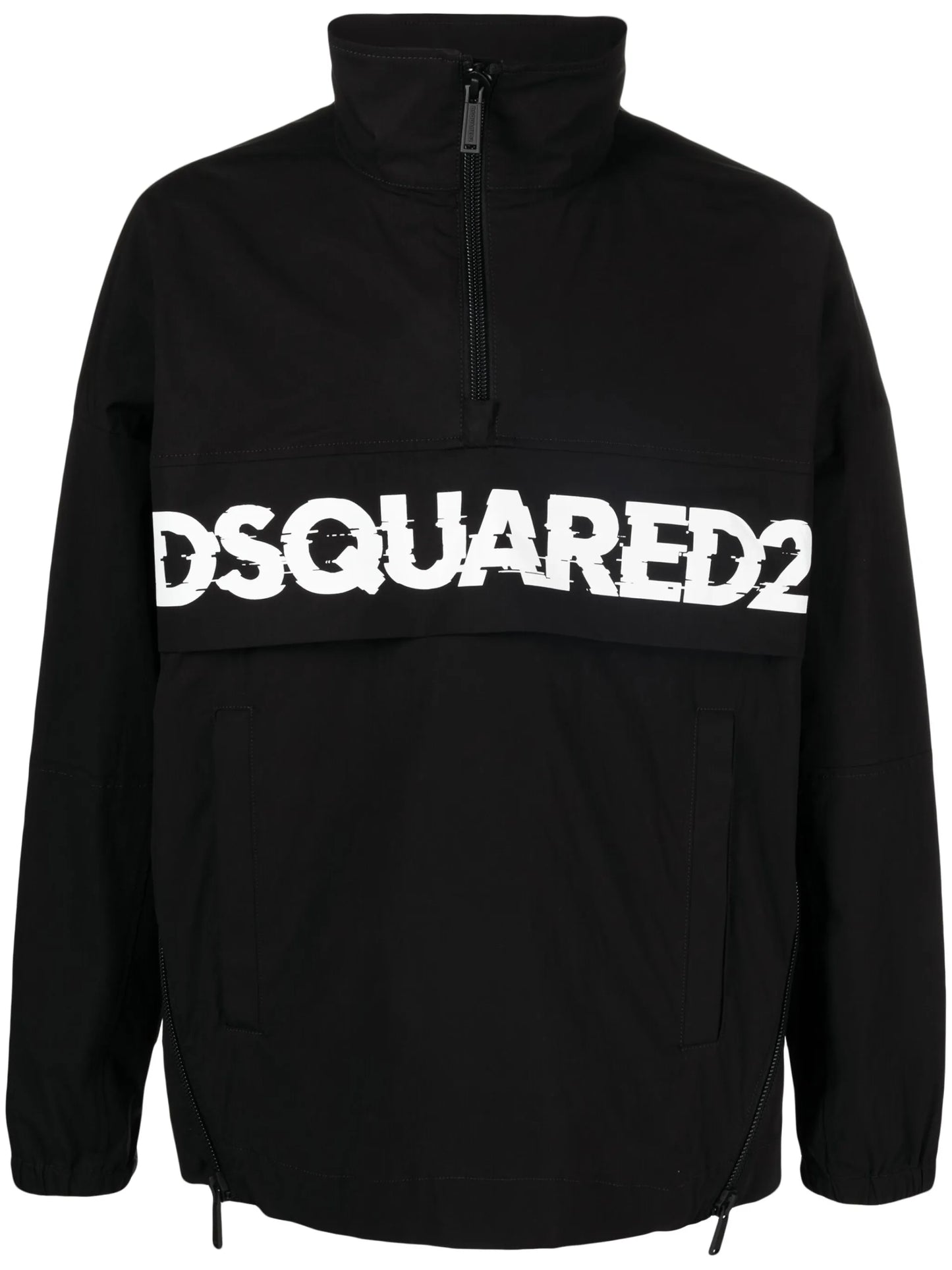 logo-print poplin half-zip jacket