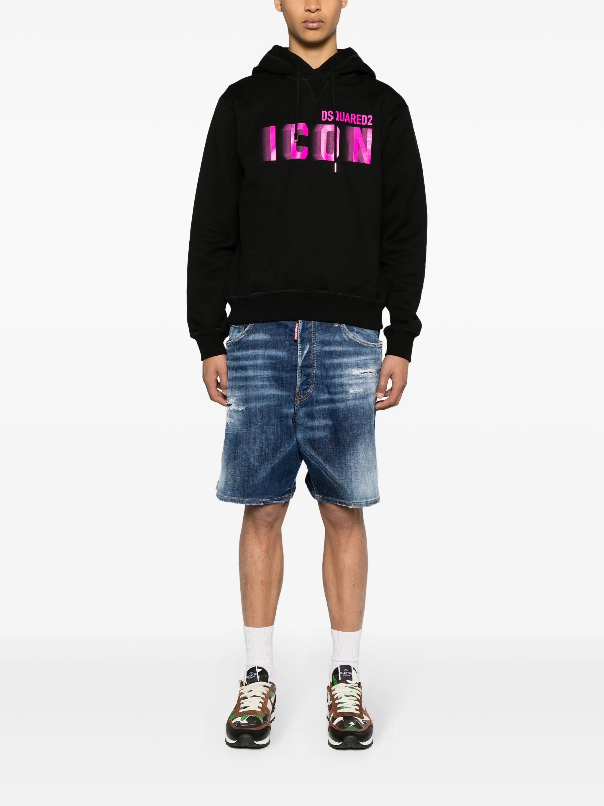 Icon-print cotton hoodie