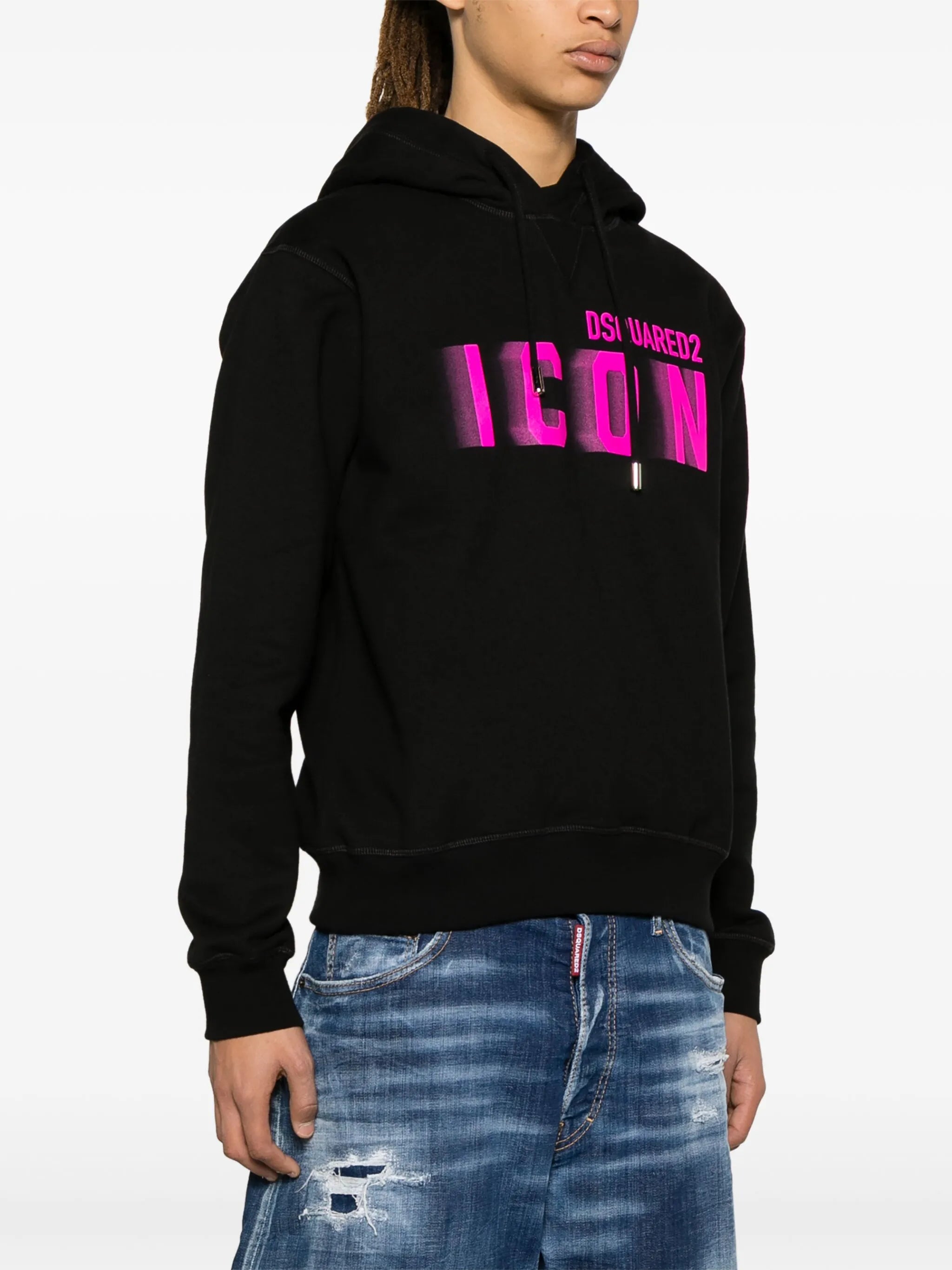 Icon-print cotton hoodie