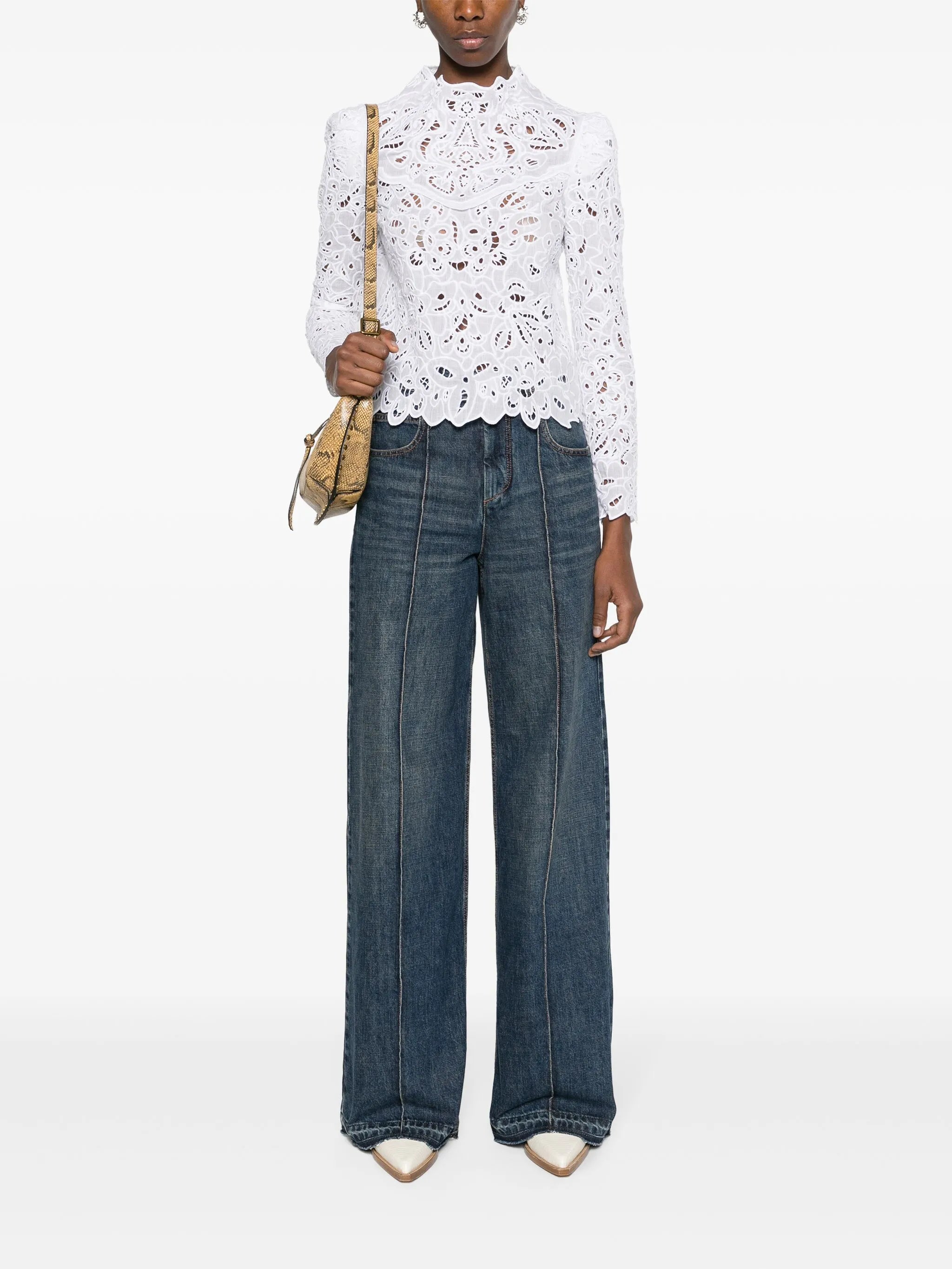 Delphi guipure-lace top
