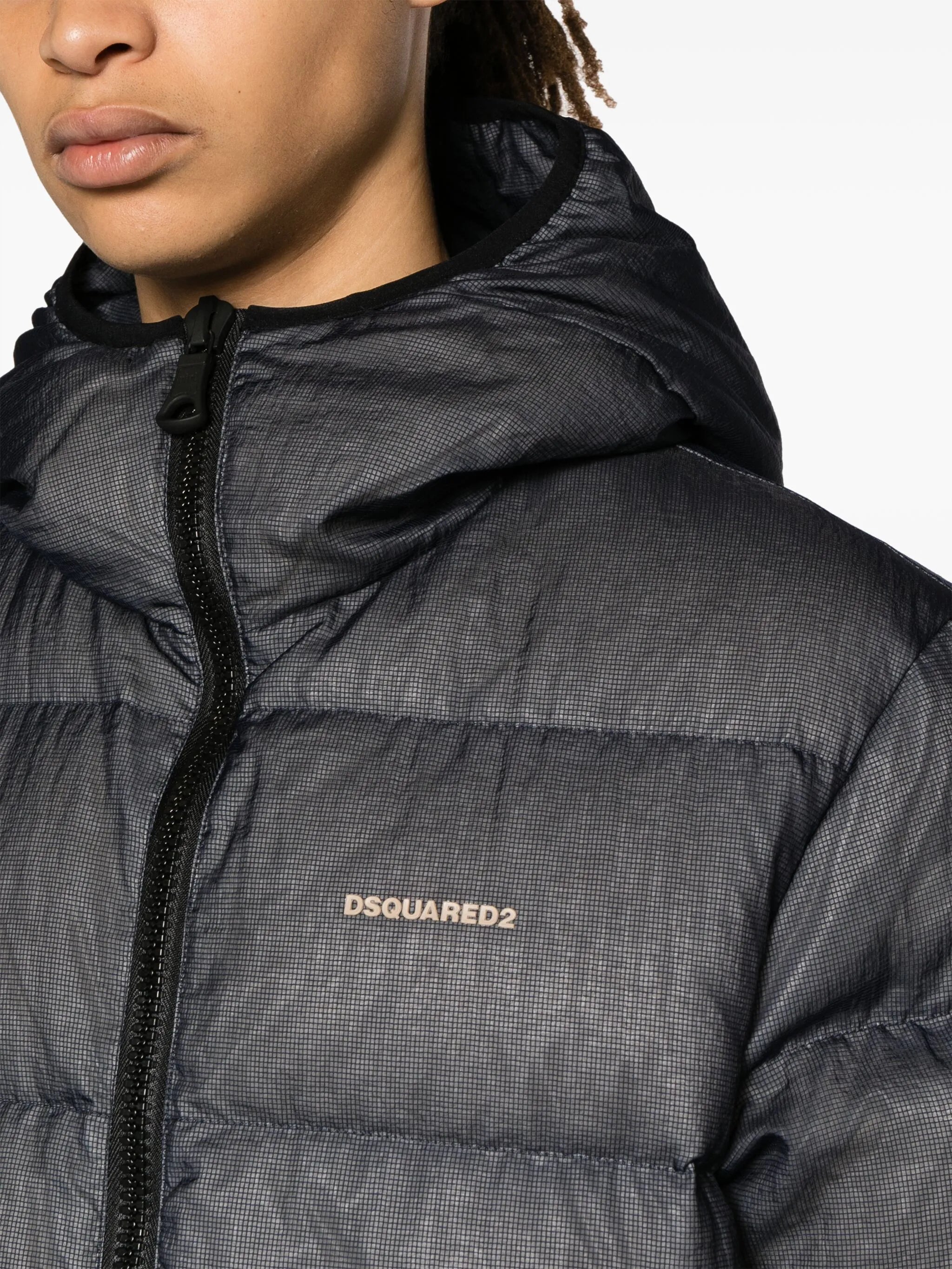 logo-embossed ripstop puffer jacket