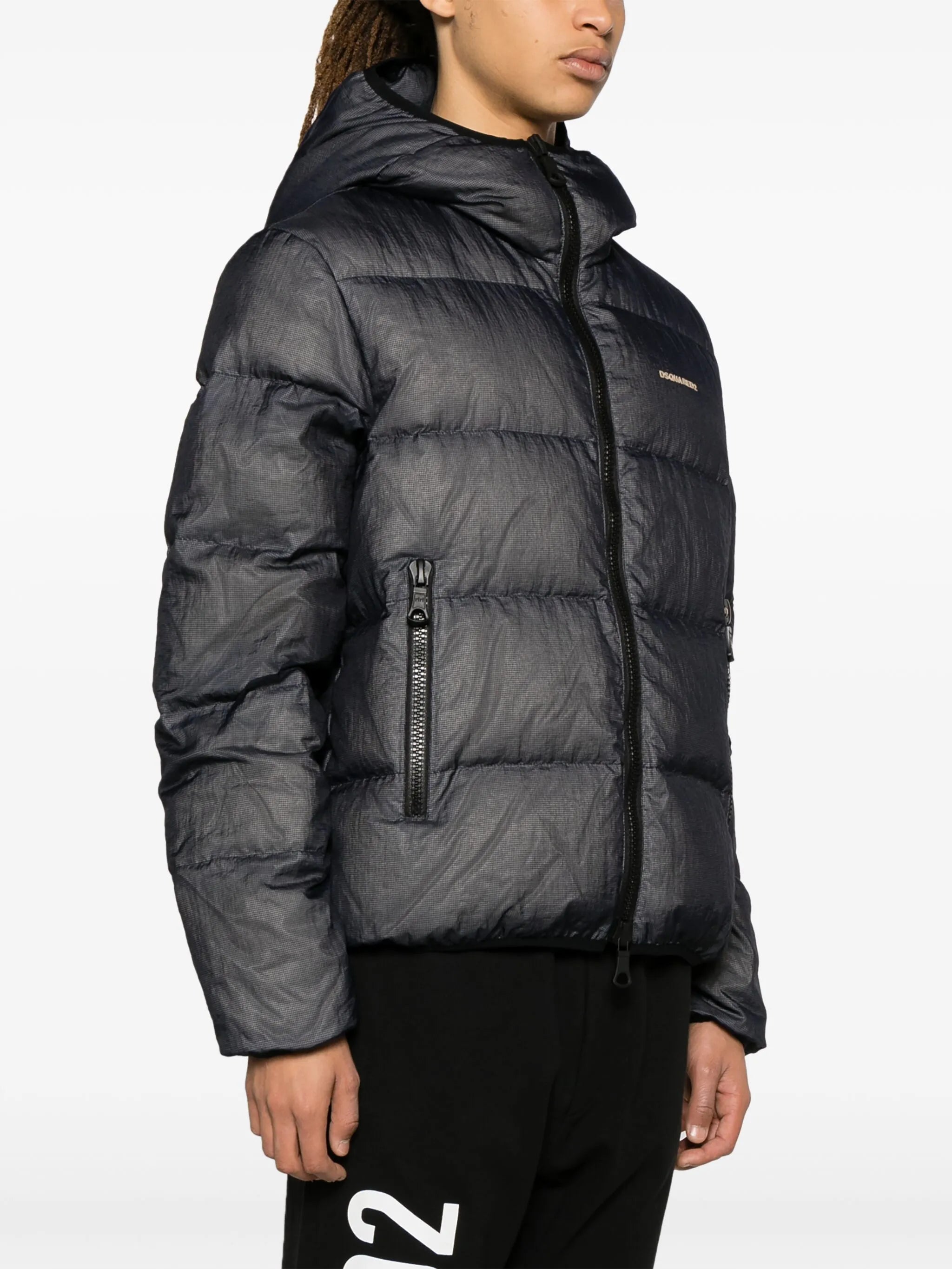 logo-embossed ripstop puffer jacket