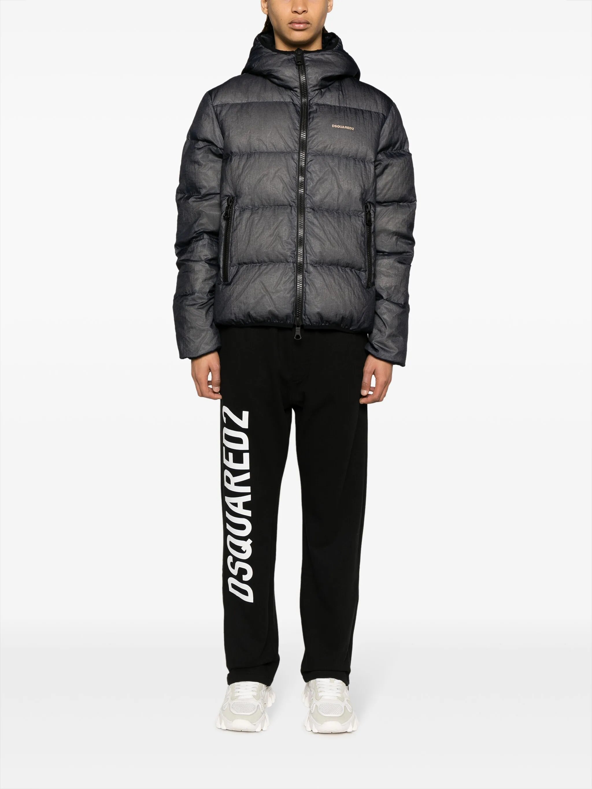 logo-embossed ripstop puffer jacket