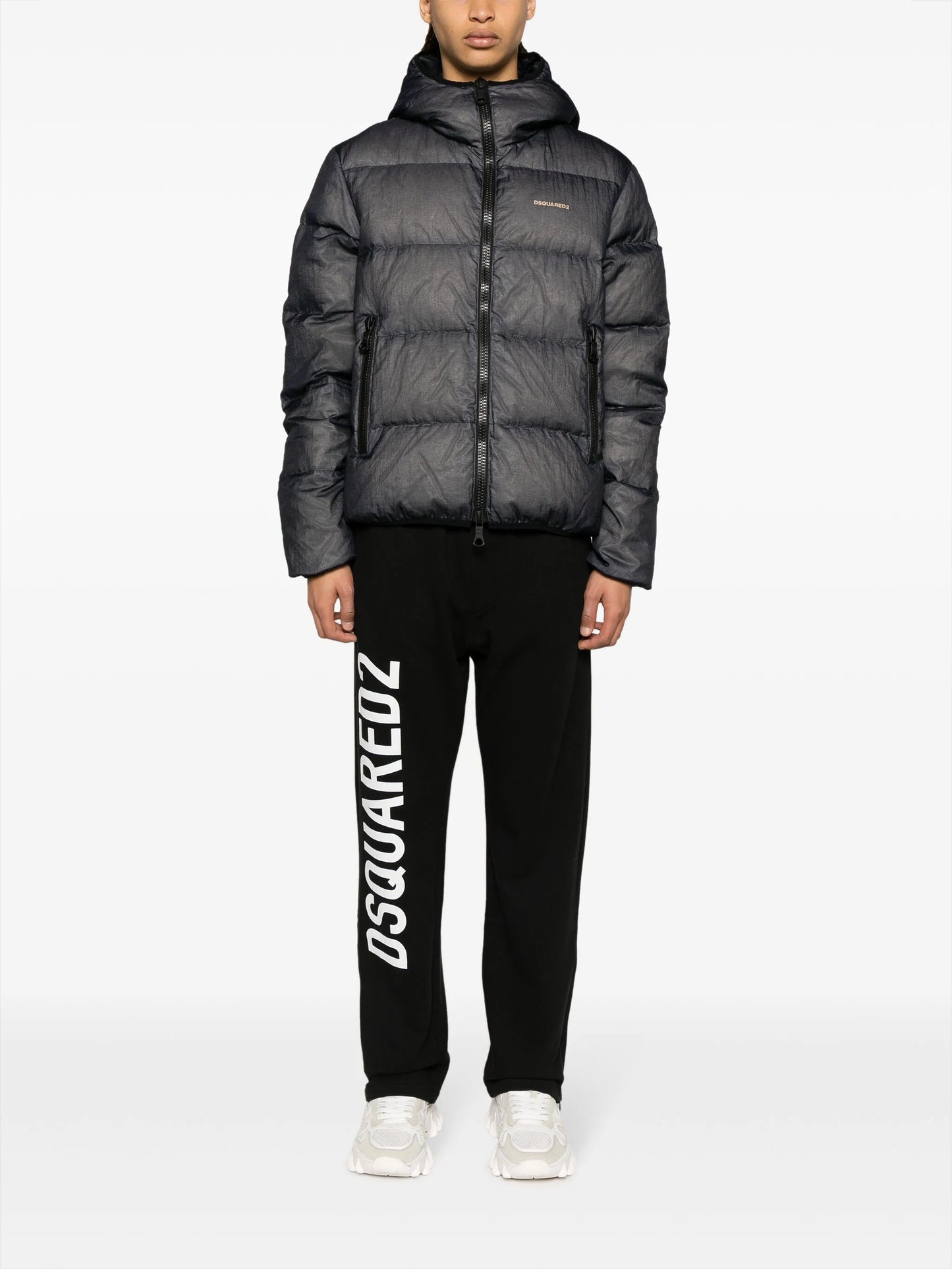 logo-embossed ripstop puffer jacket