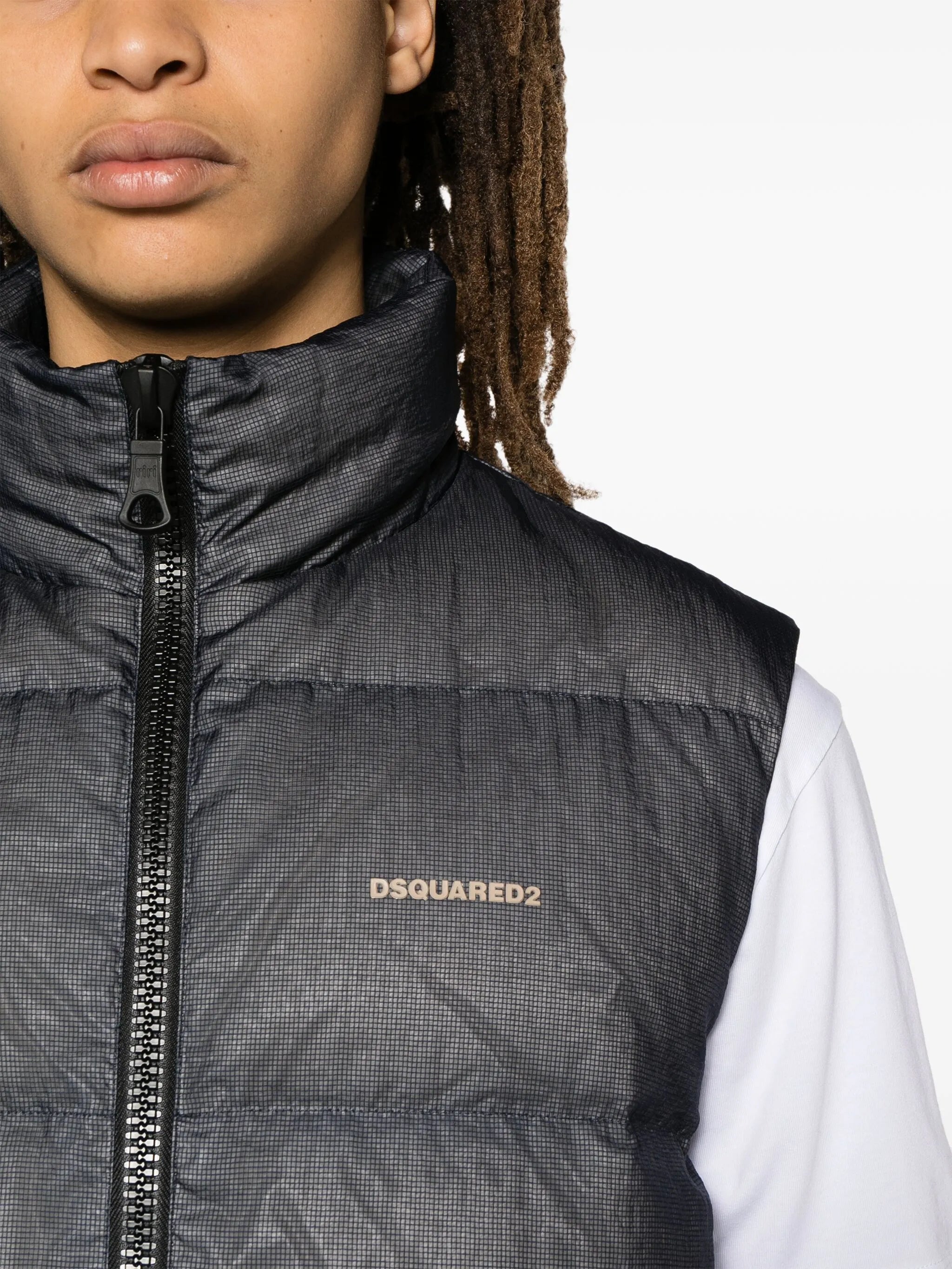 logo-embossed ripstop puffer vest