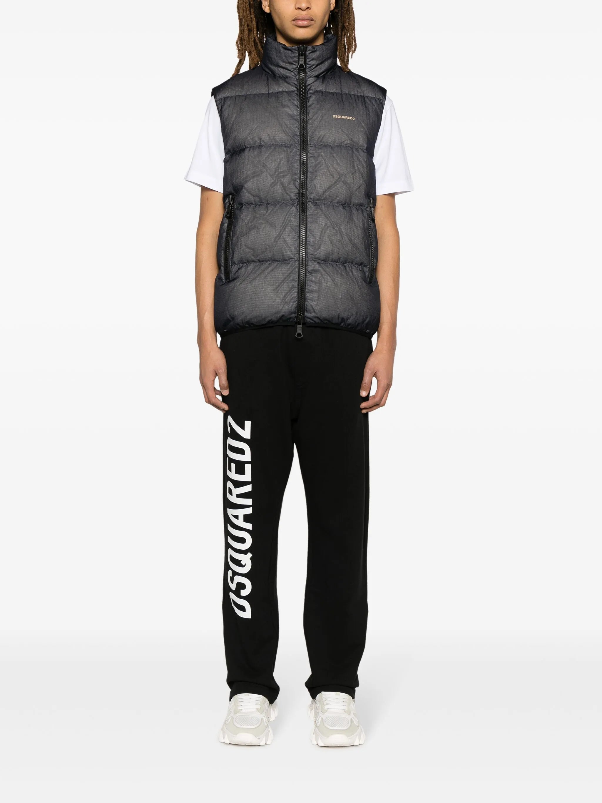 logo-embossed ripstop puffer vest