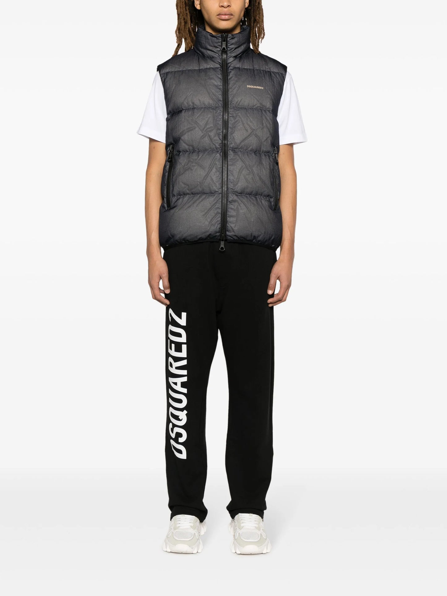 logo-embossed ripstop puffer vest