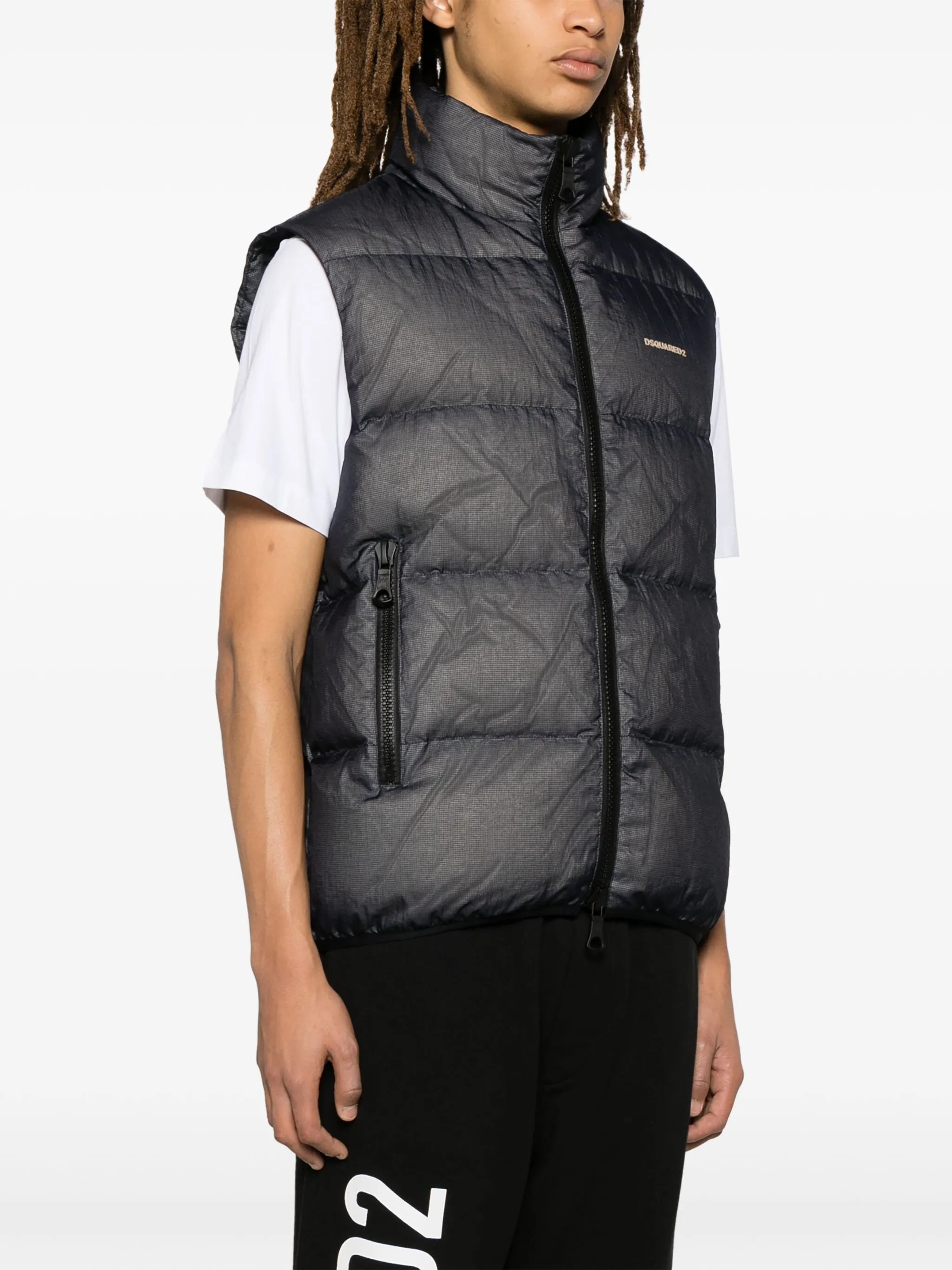 logo-embossed ripstop puffer vest