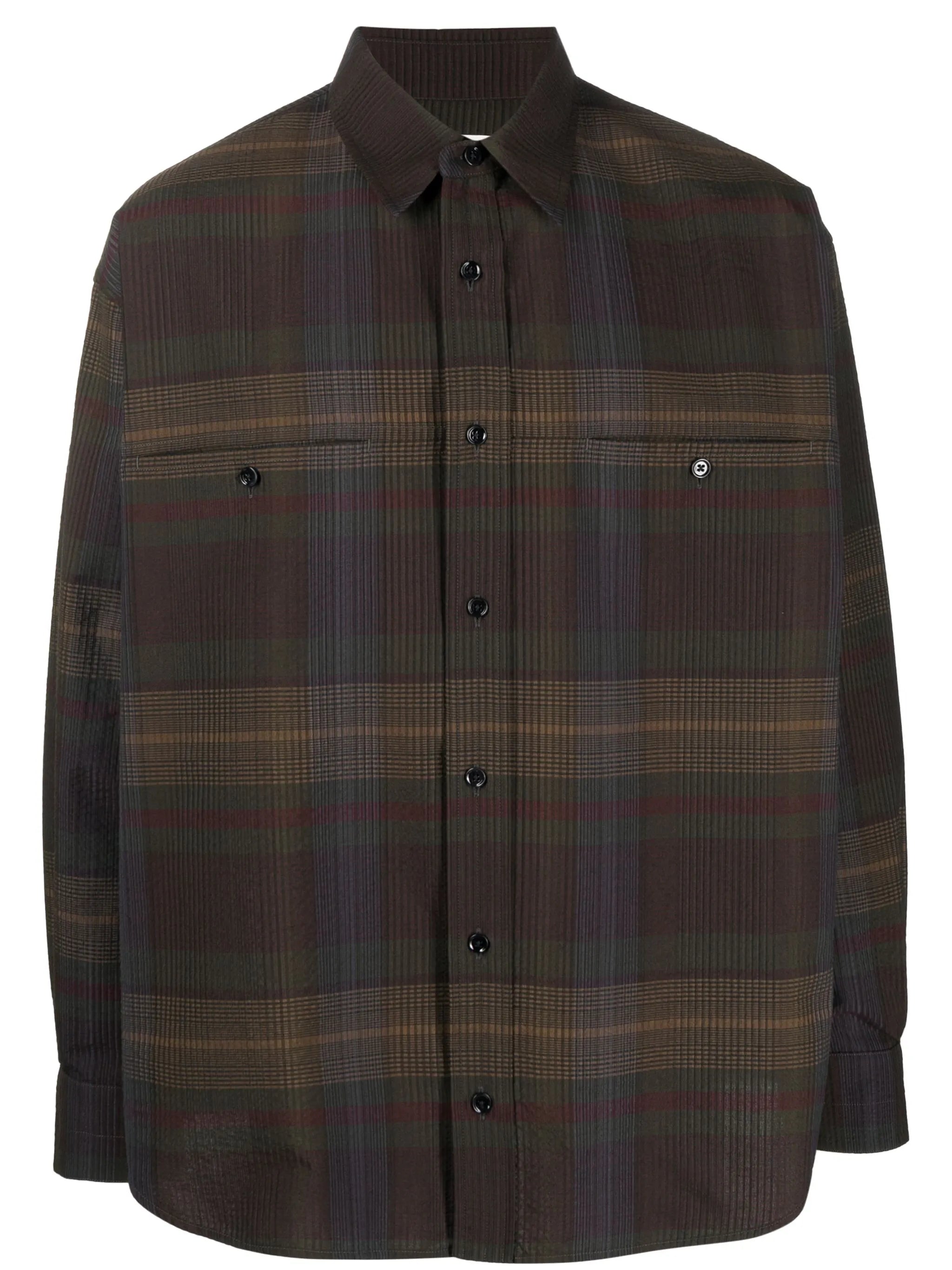 plaid-check cotton shirt