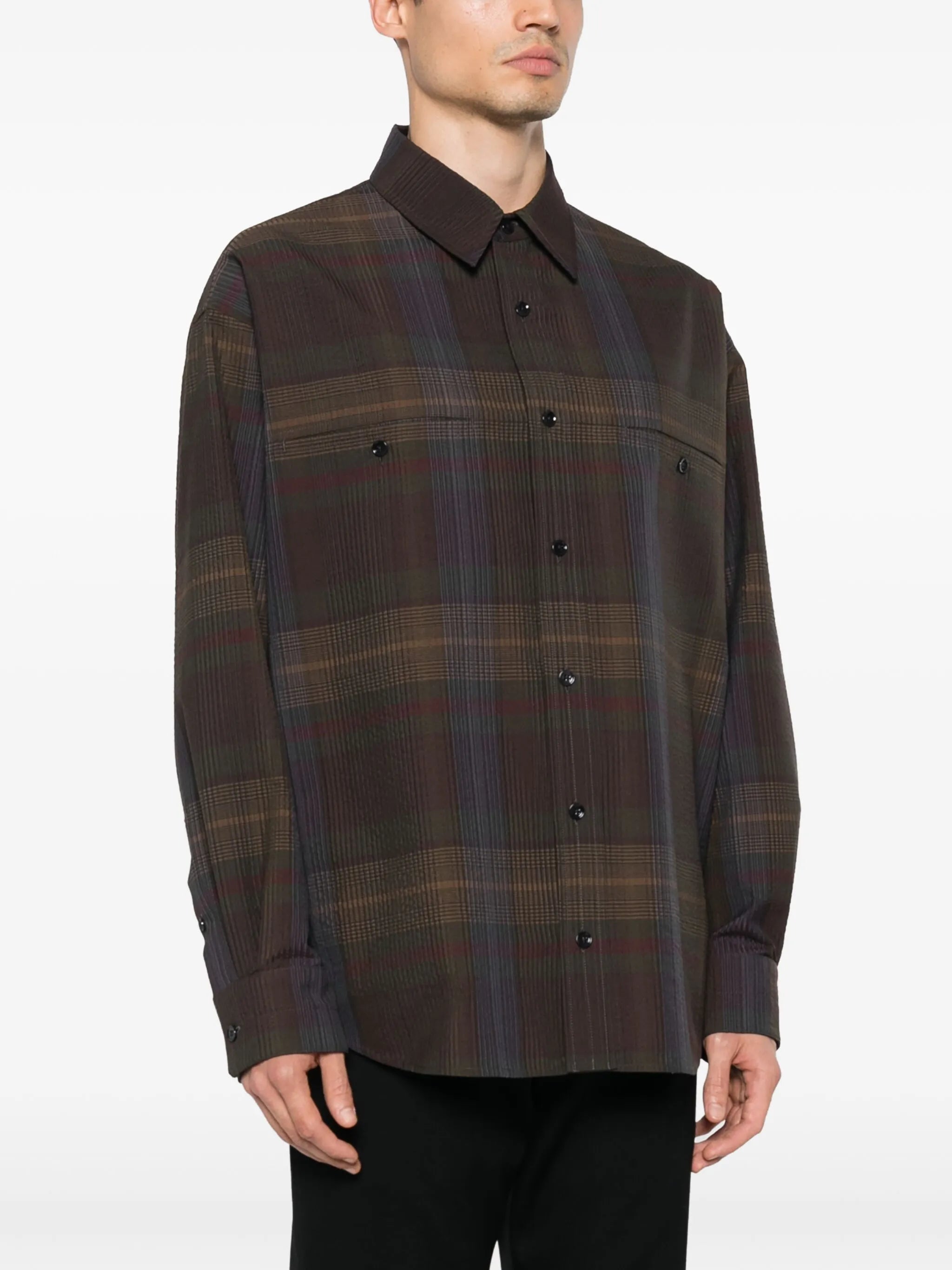 plaid-check cotton shirt