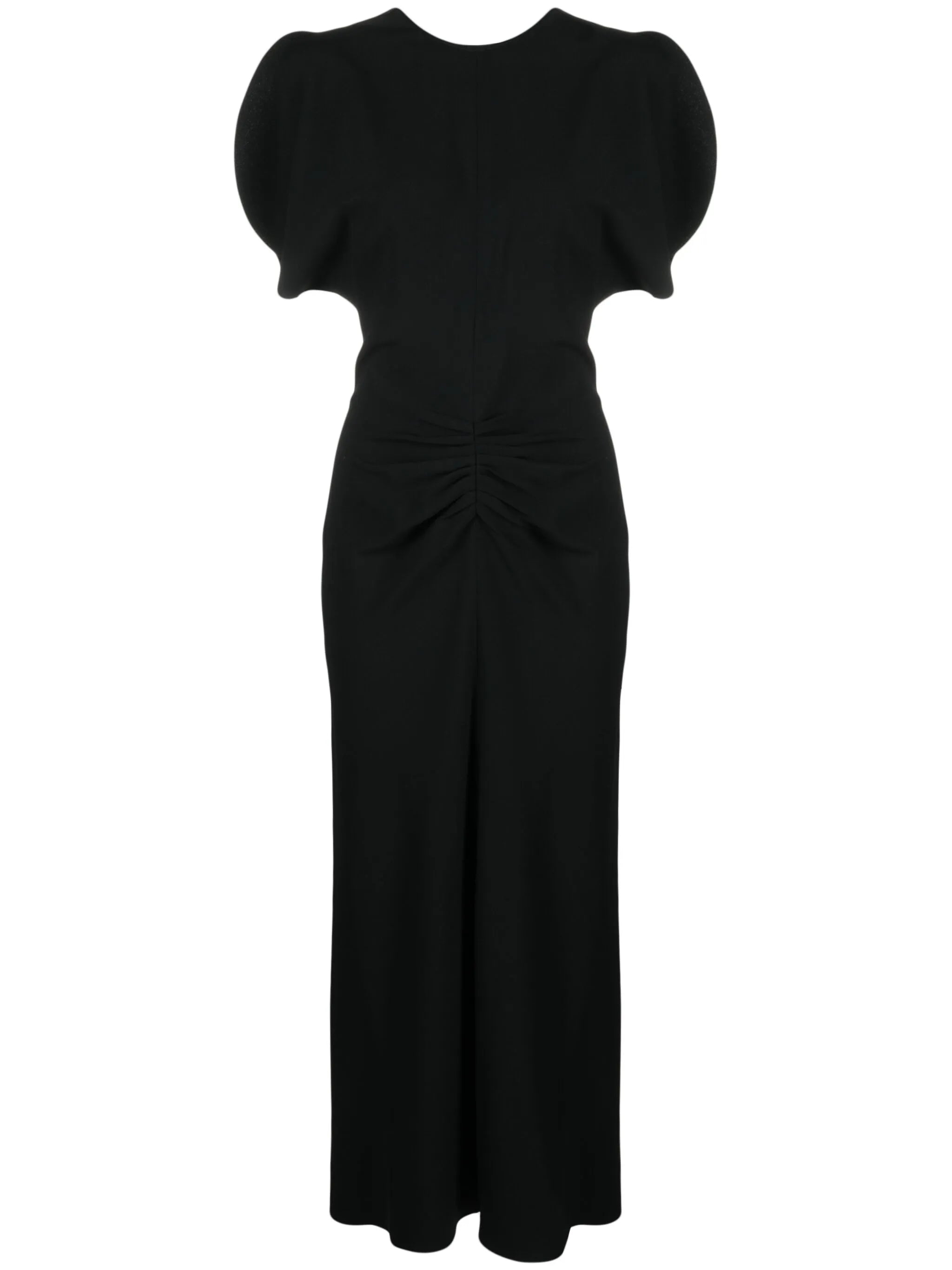 ruched-waist crepe midi dress