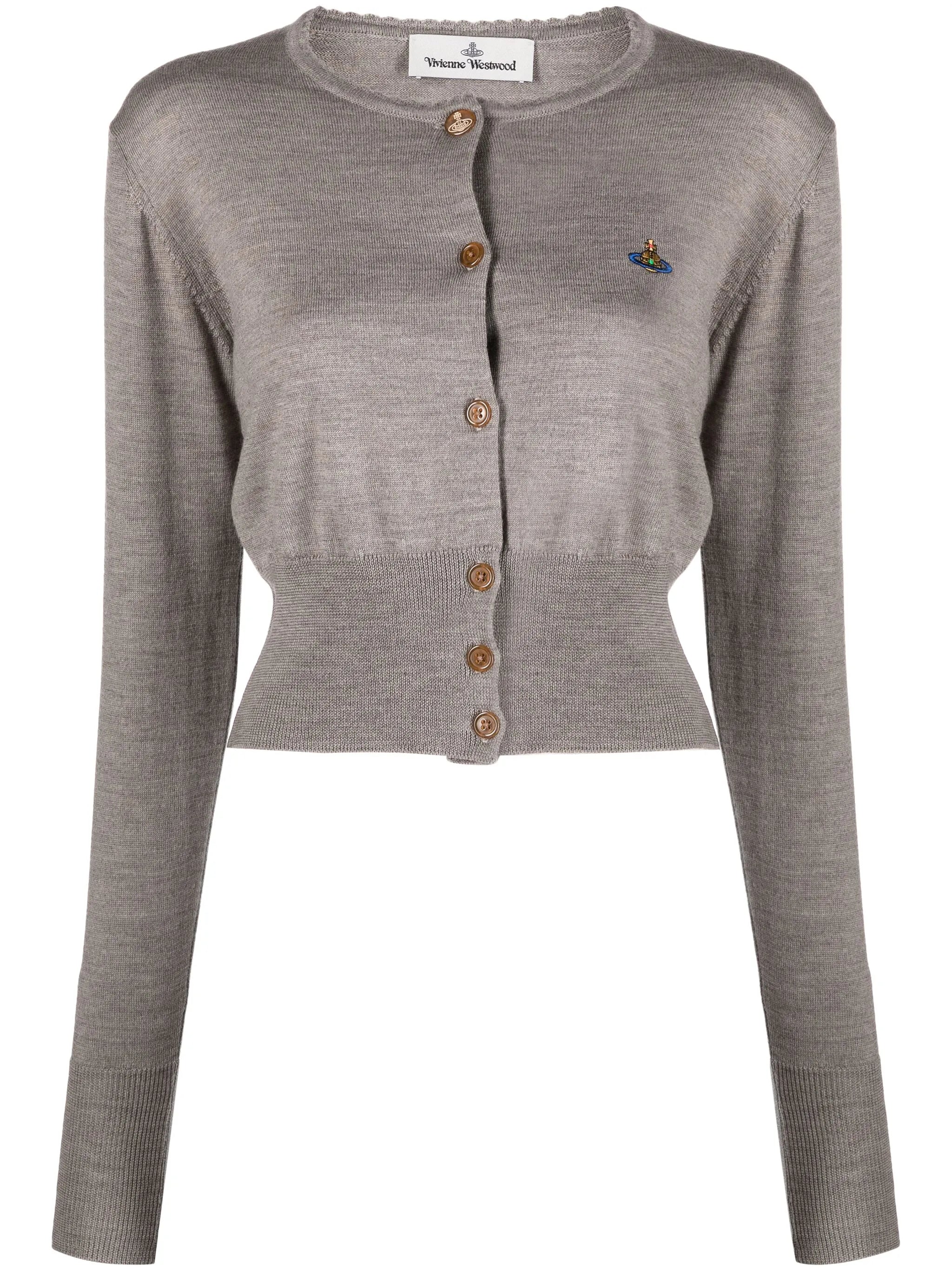 Orb logo-embroidered round-neck cardigan