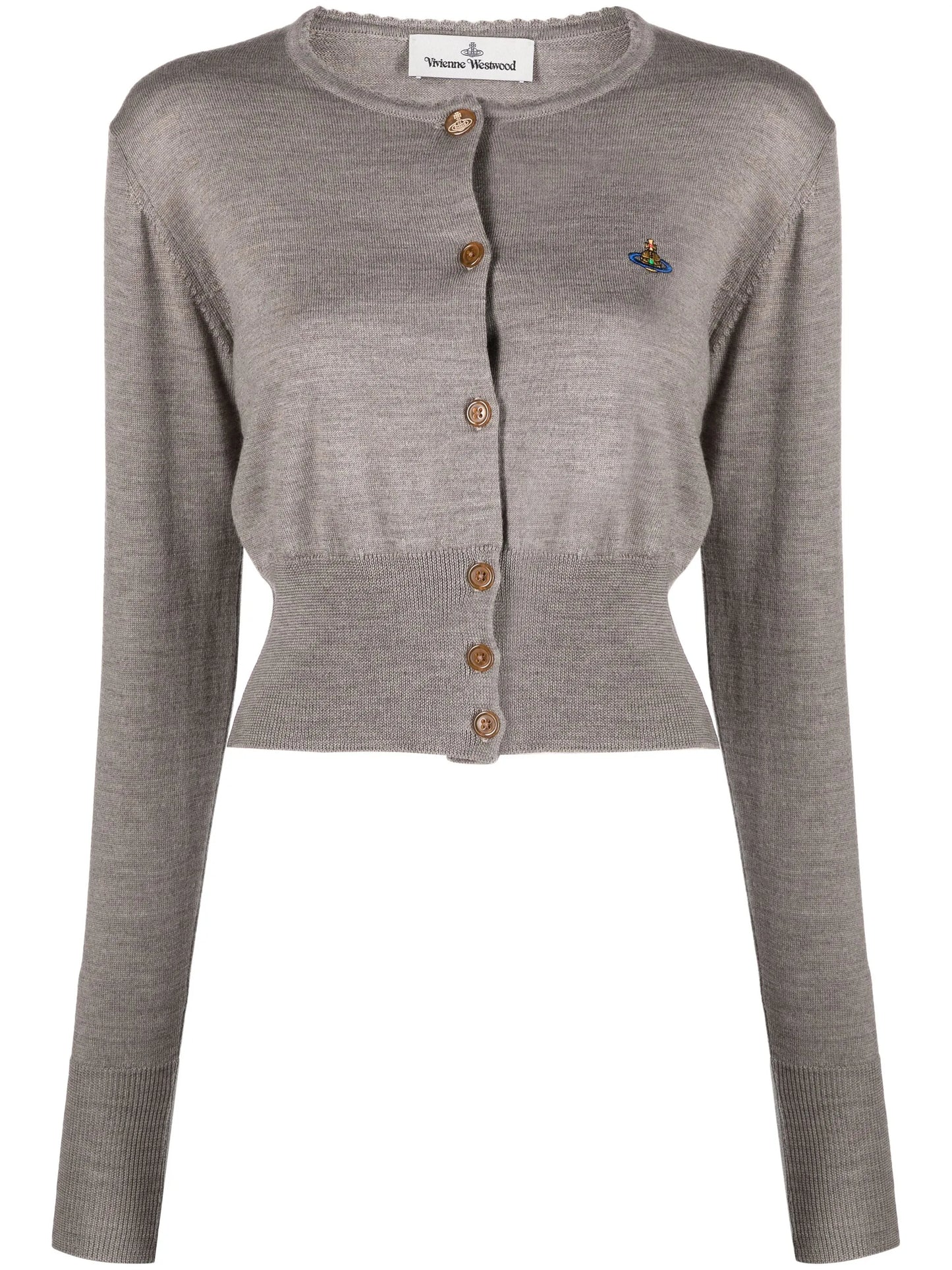 Orb logo-embroidered round-neck cardigan