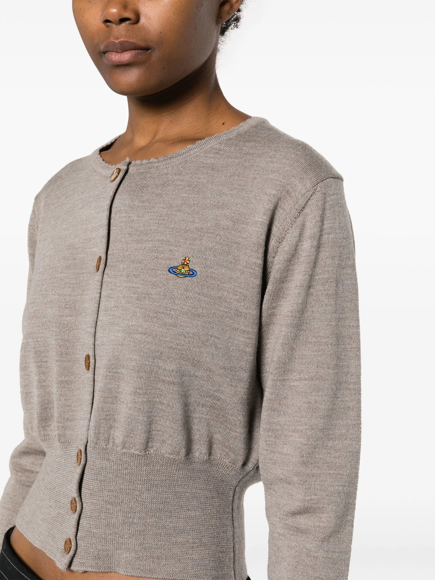 Orb logo-embroidered round-neck cardigan
