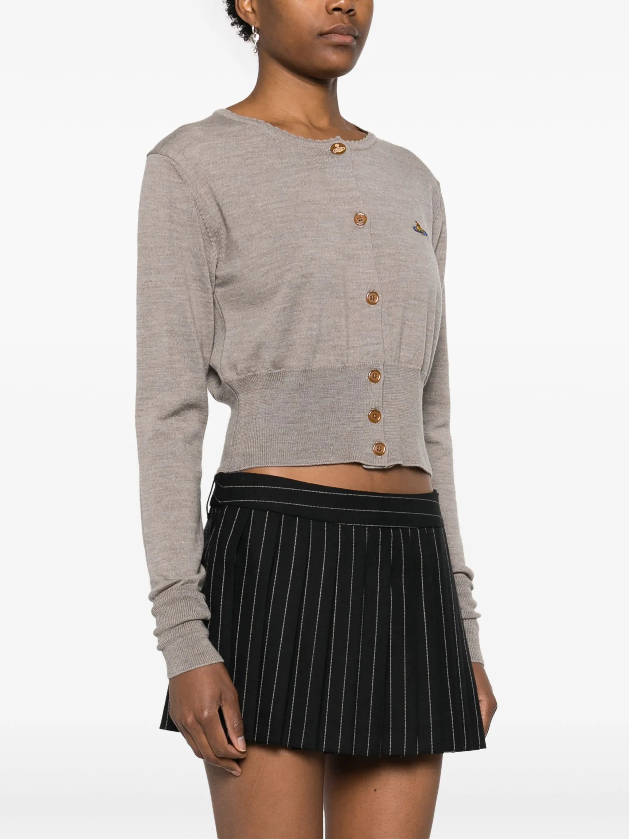 Orb logo-embroidered round-neck cardigan