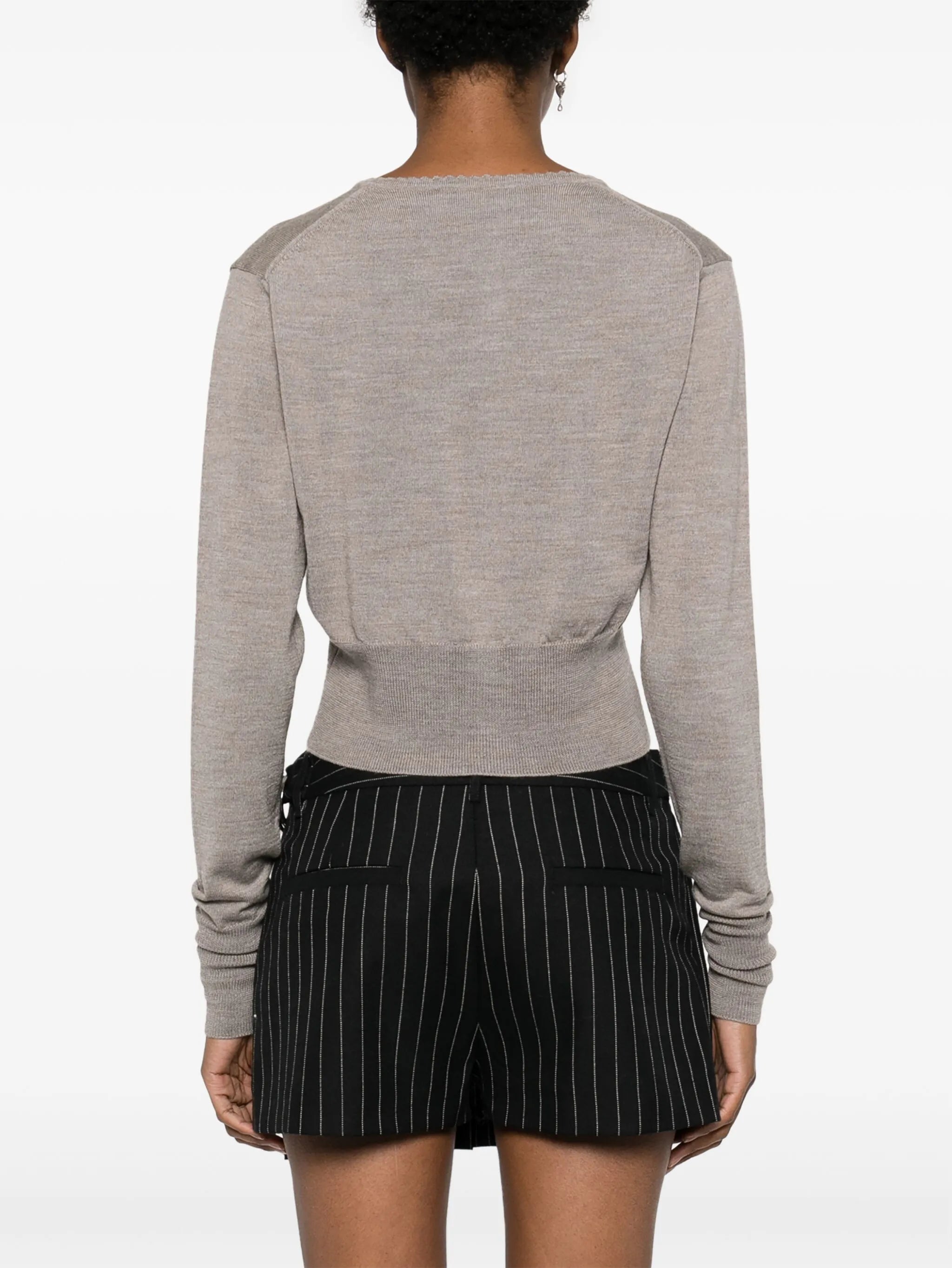 Orb logo-embroidered round-neck cardigan