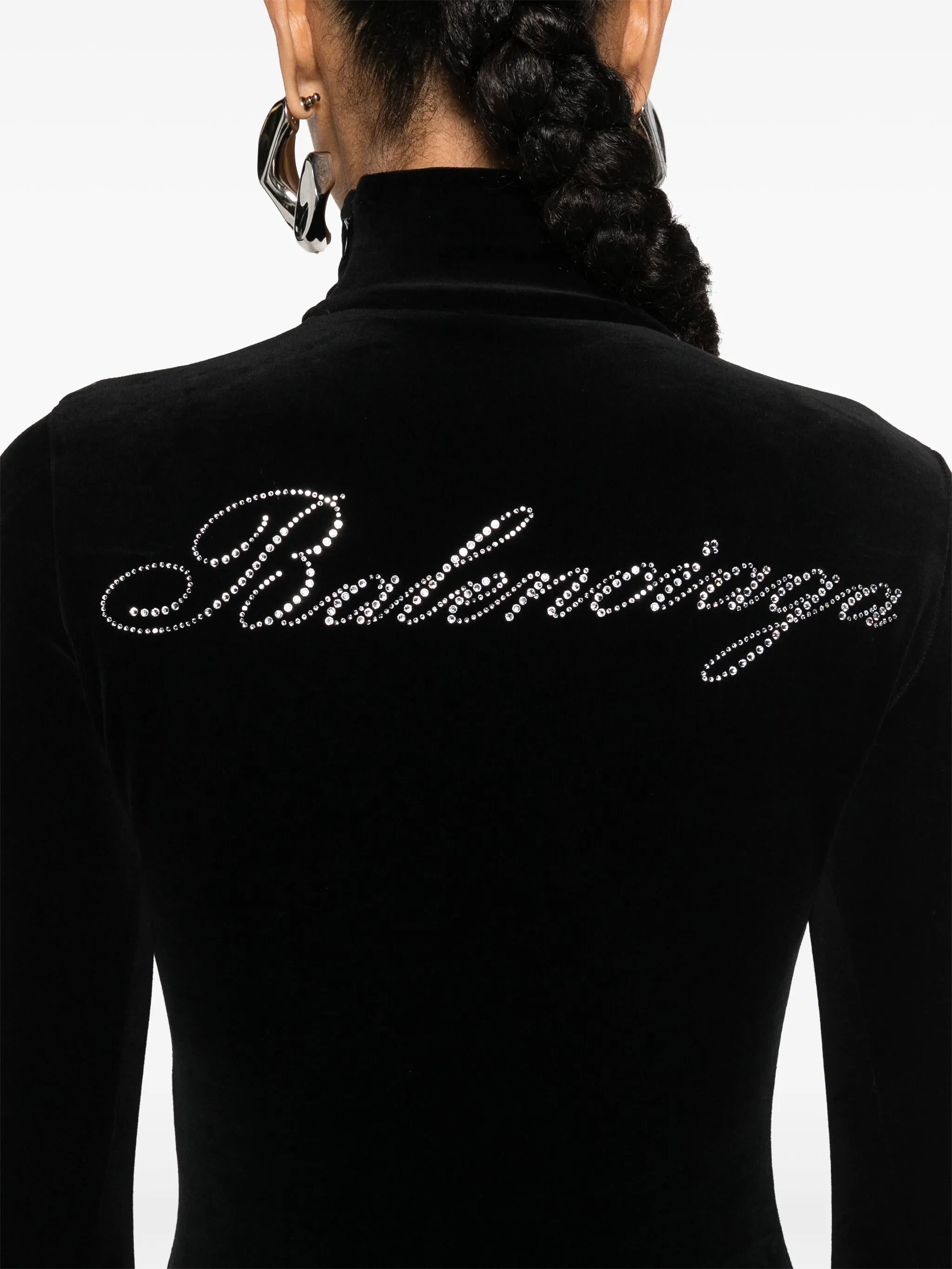 logo-appliqué velvet minidress