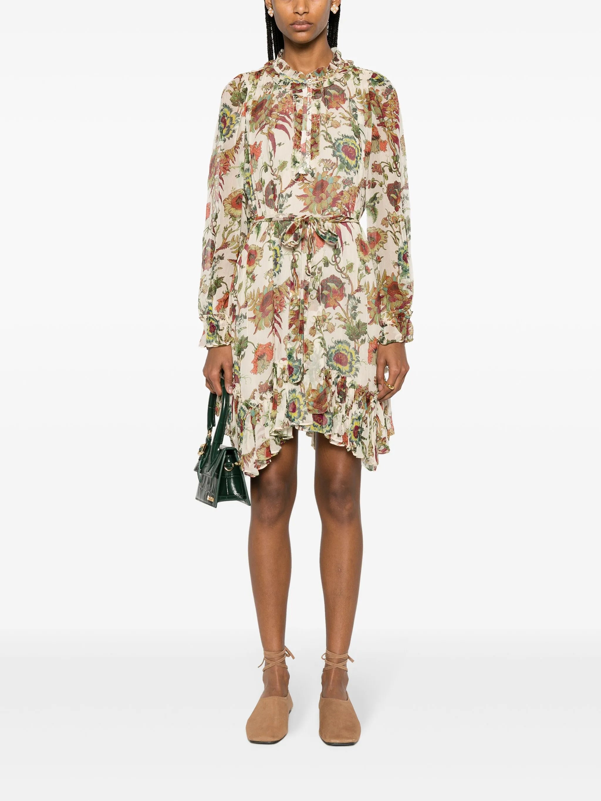 Anais ruffled silk mini dress