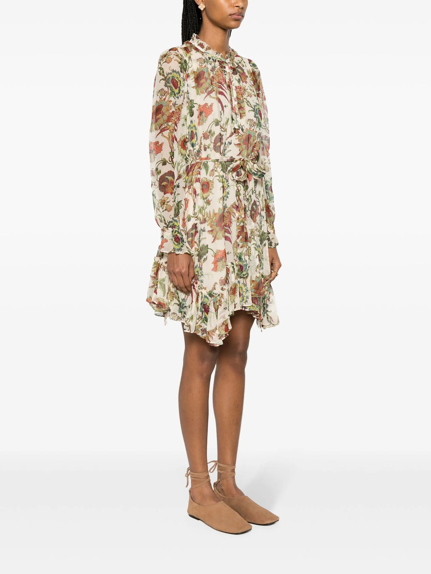Anais ruffled silk mini dress