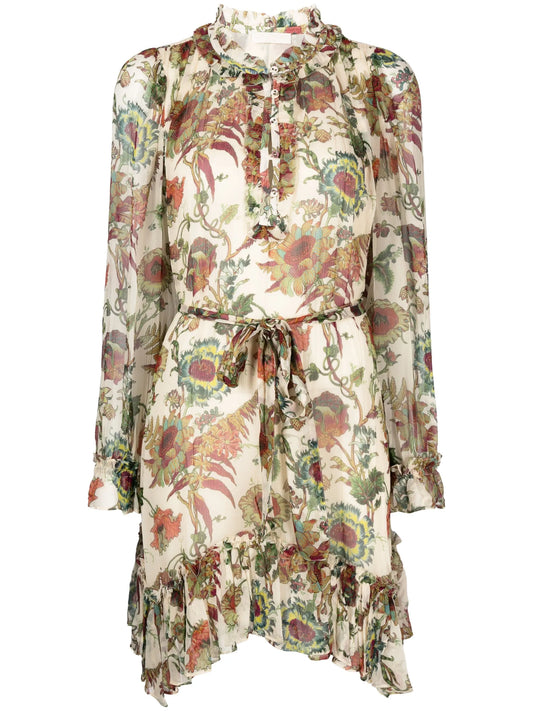 Anais ruffled silk mini dress
