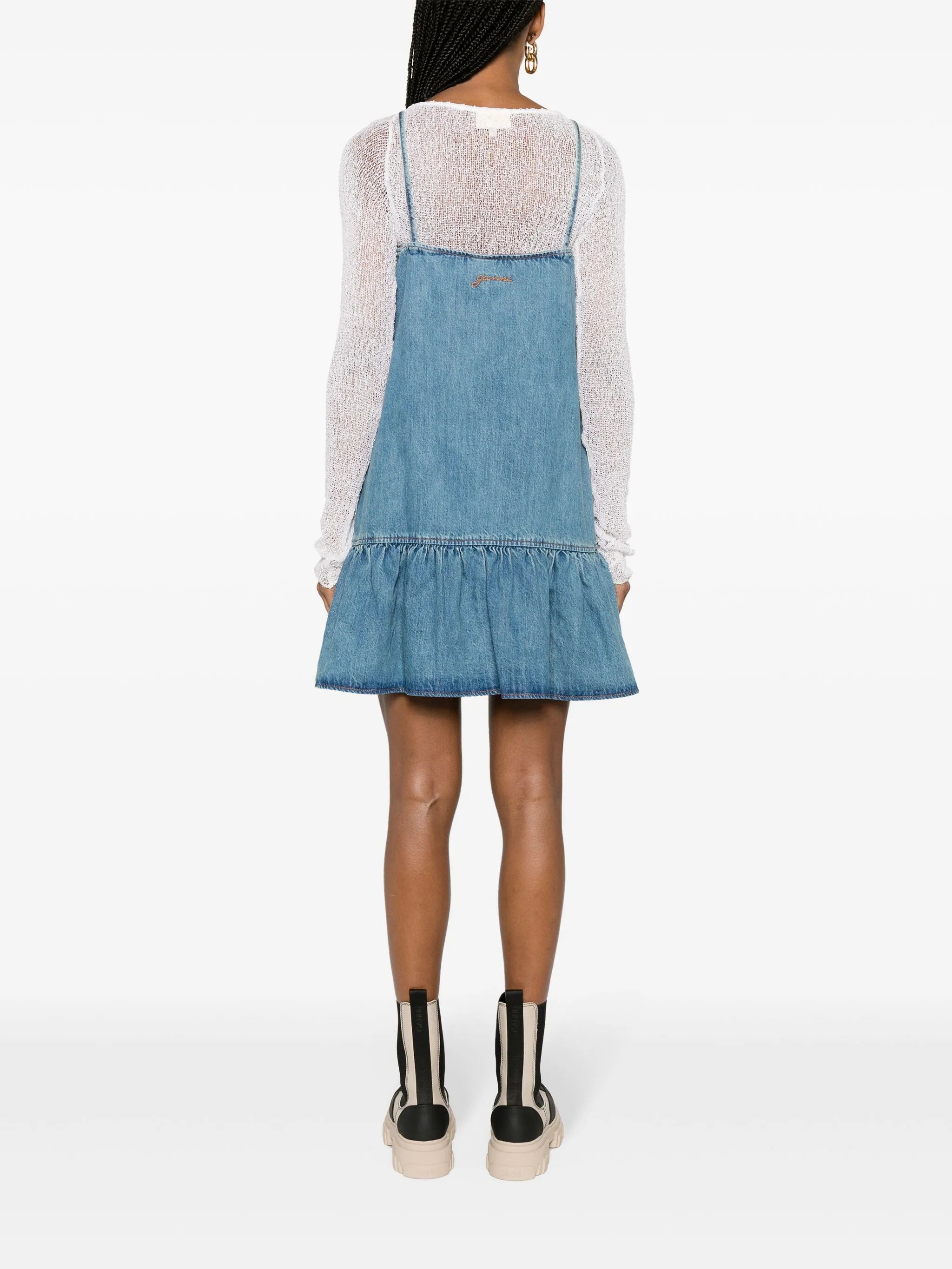 Tint bow-detail denim minidress