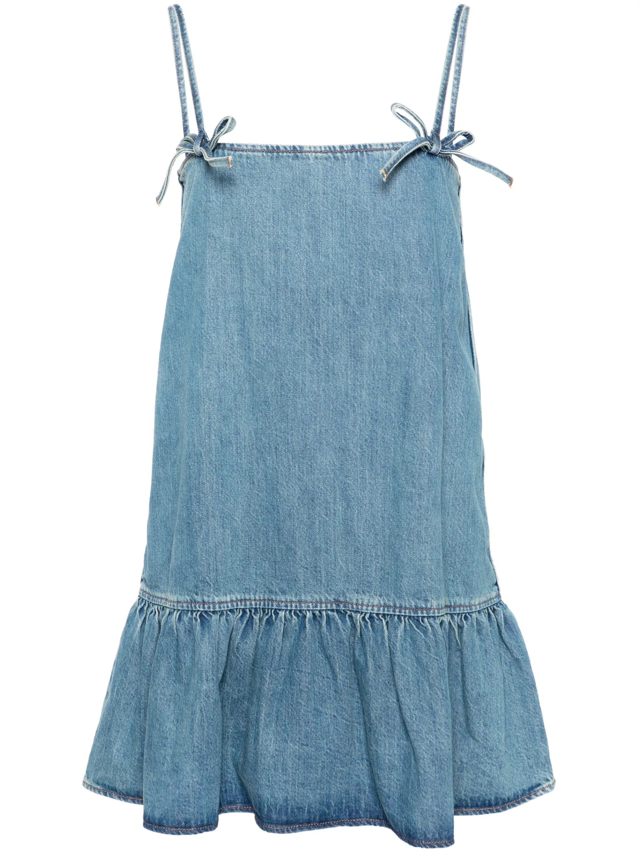 Tint bow-detail denim minidress