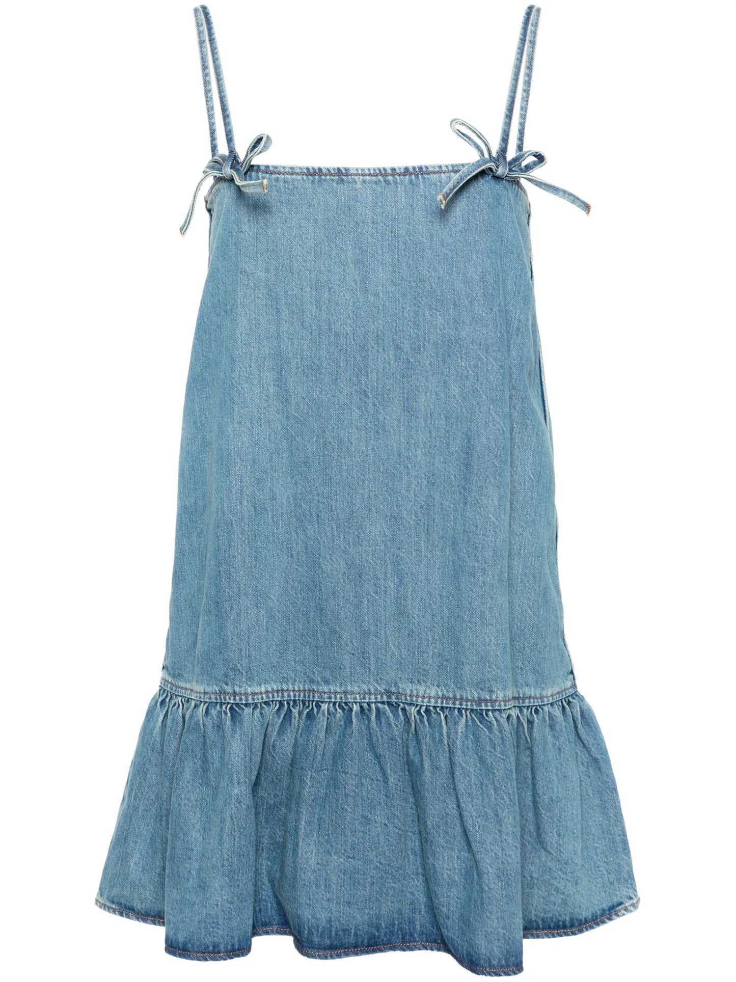 Tint bow-detail denim minidress