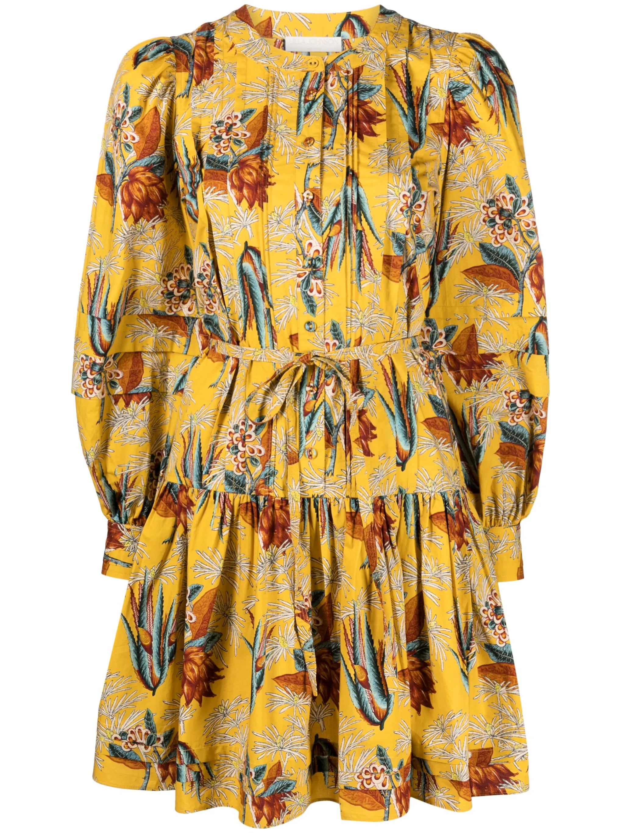 Karina floral-motif pleated minidress