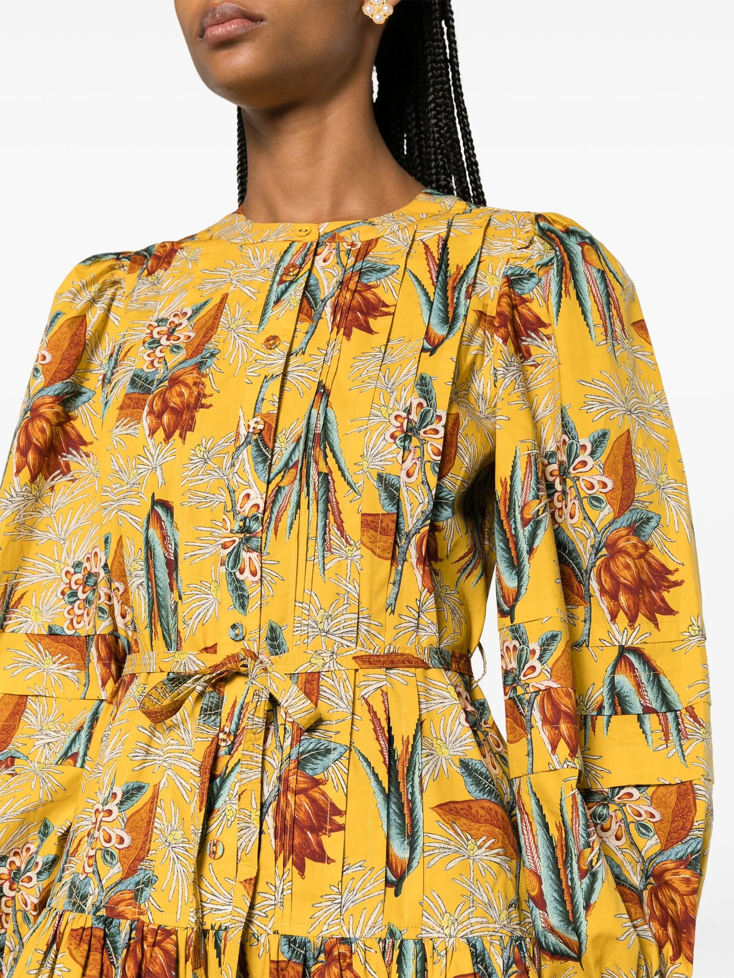 Karina floral-motif pleated minidress
