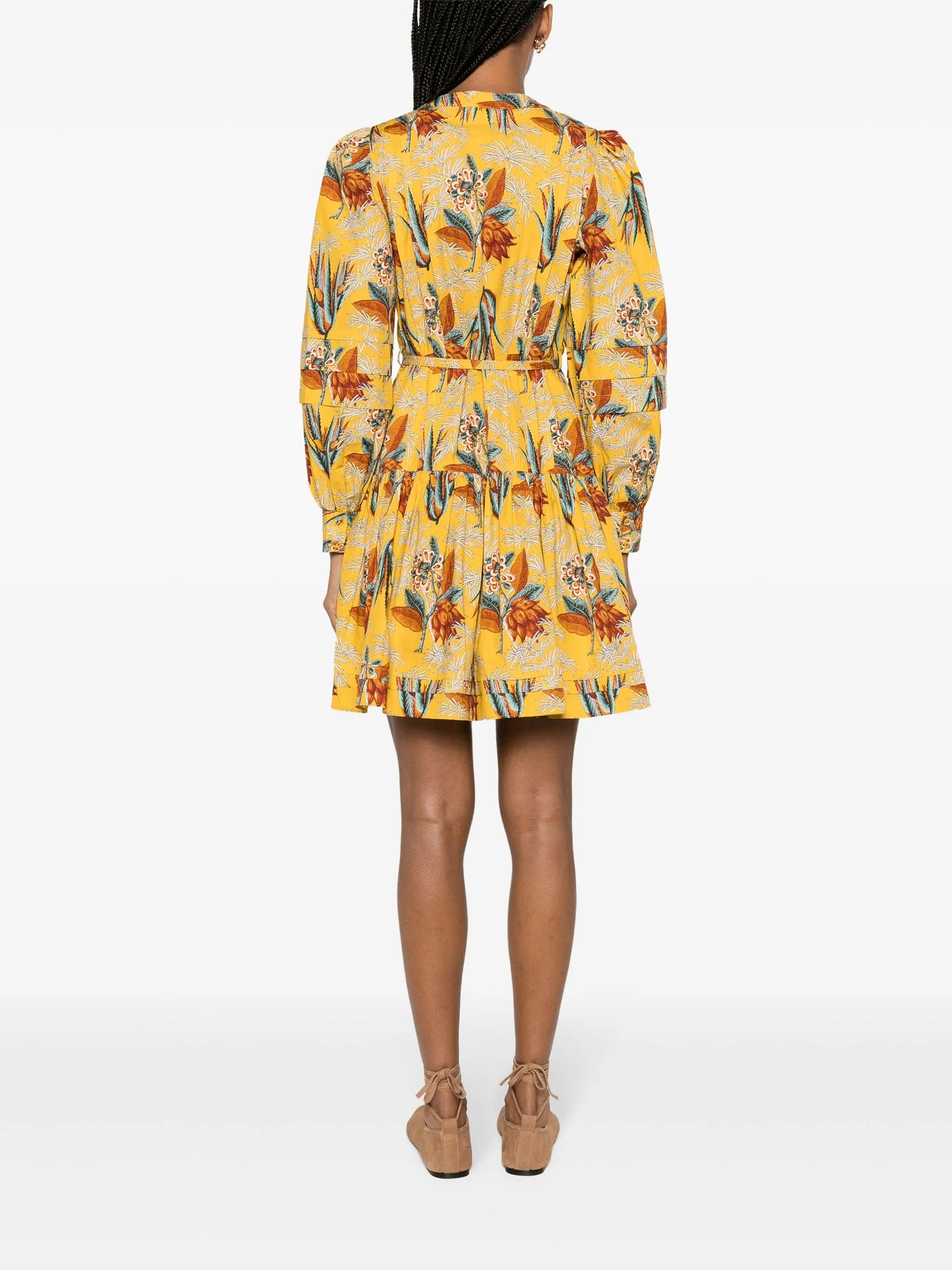 Karina floral-motif pleated minidress