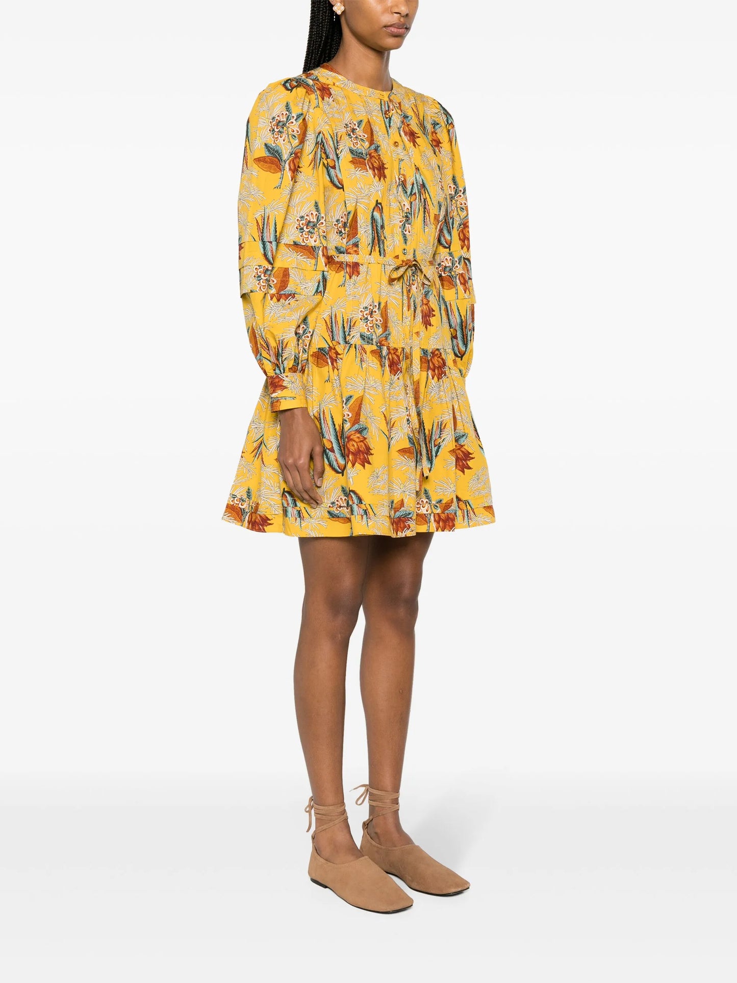 Karina floral-motif pleated minidress