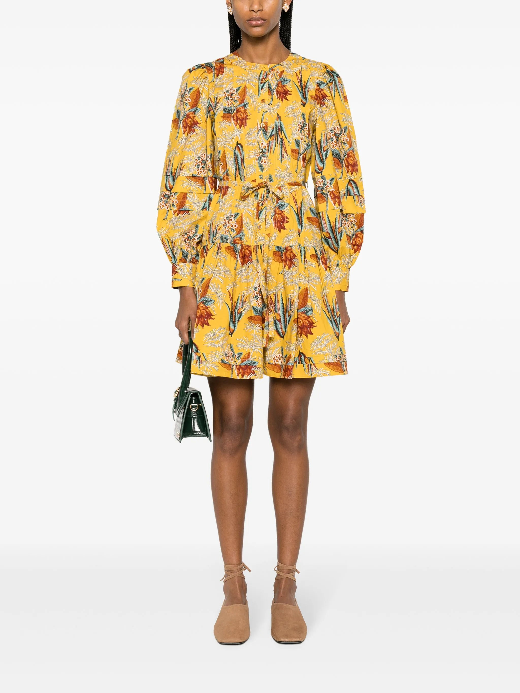 Karina floral-motif pleated minidress