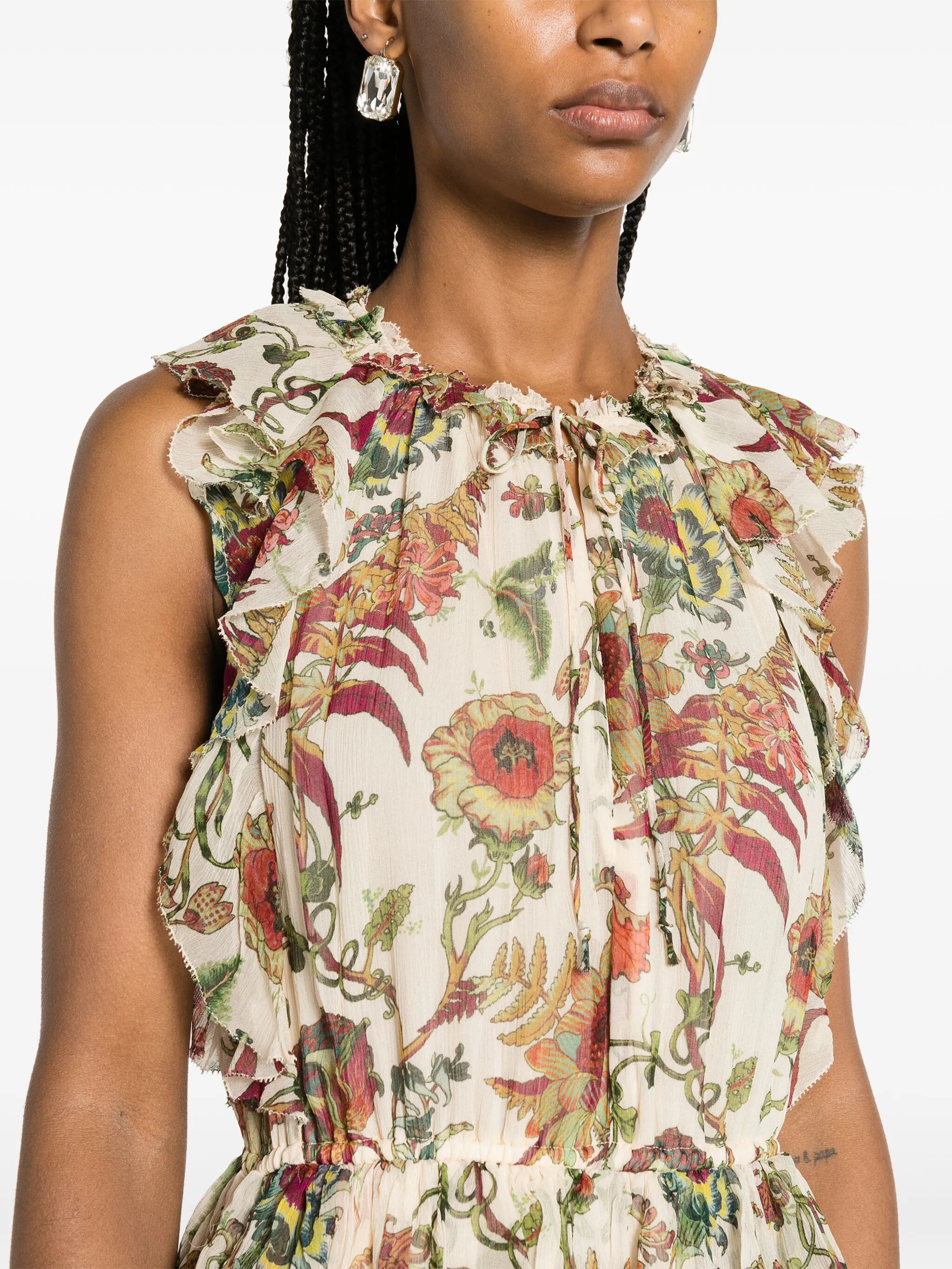 Adrienne ruffled silk midi dress