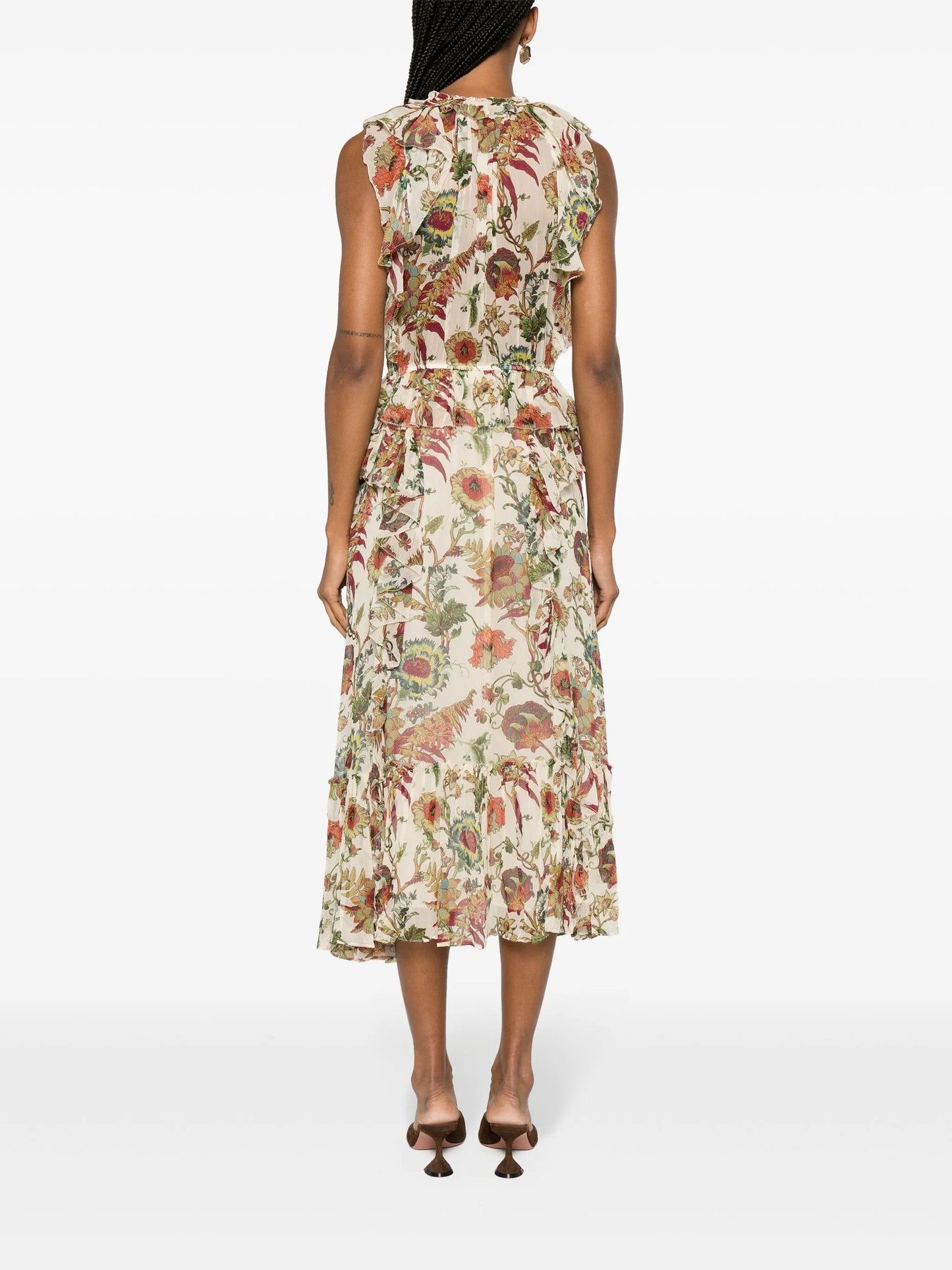 Adrienne ruffled silk midi dress