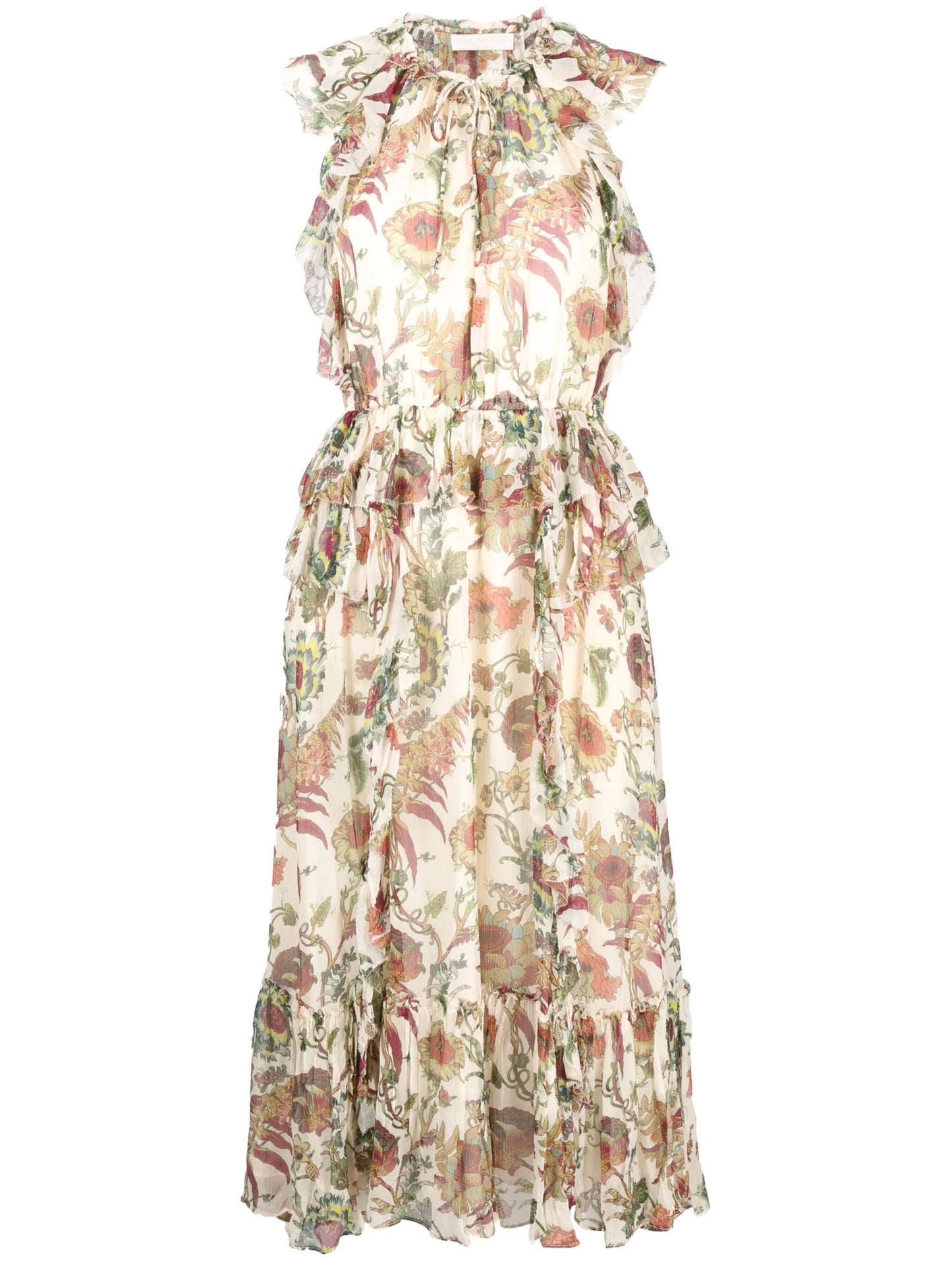Adrienne ruffled silk midi dress