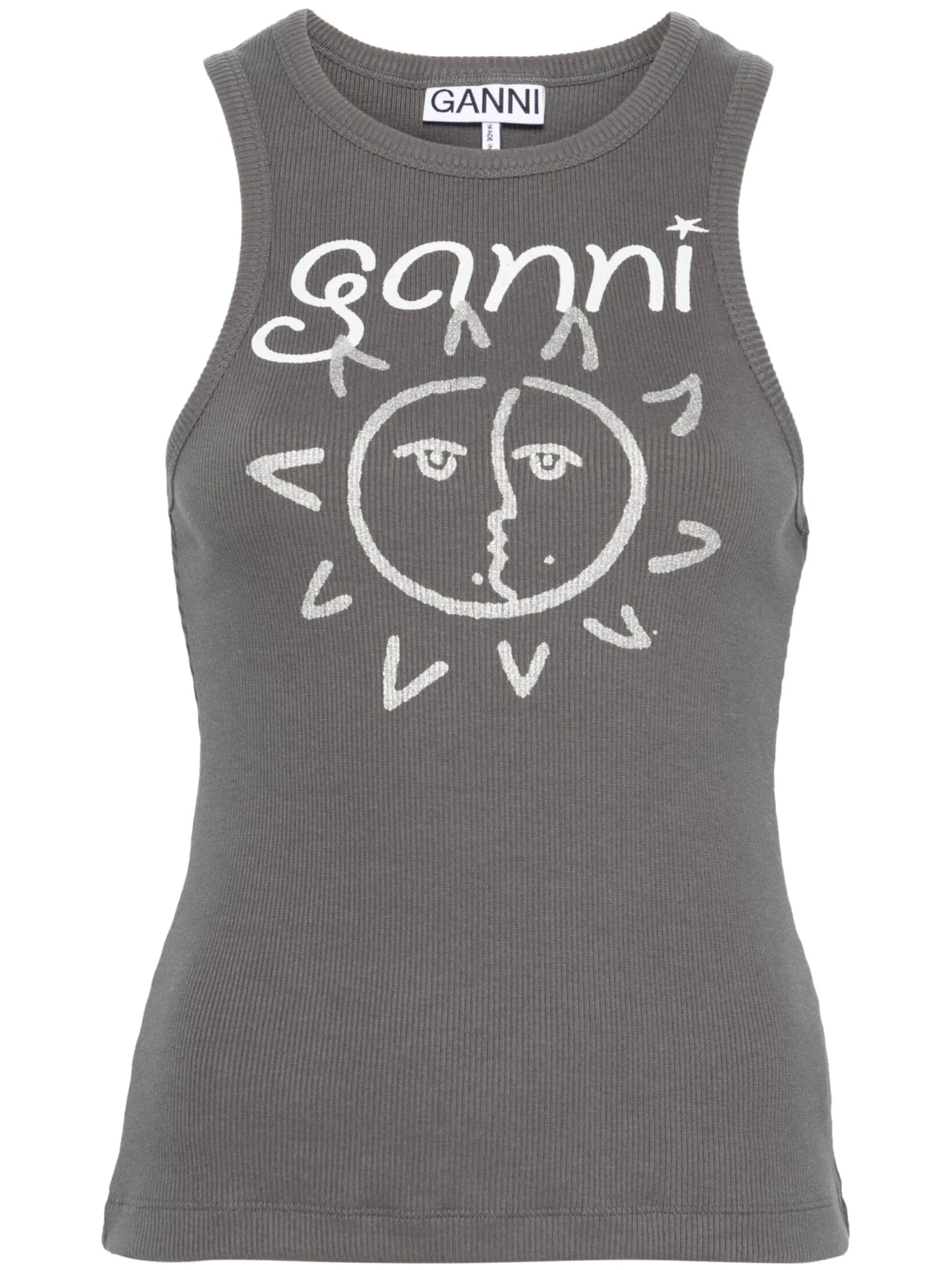 sun-print ribbed tank top