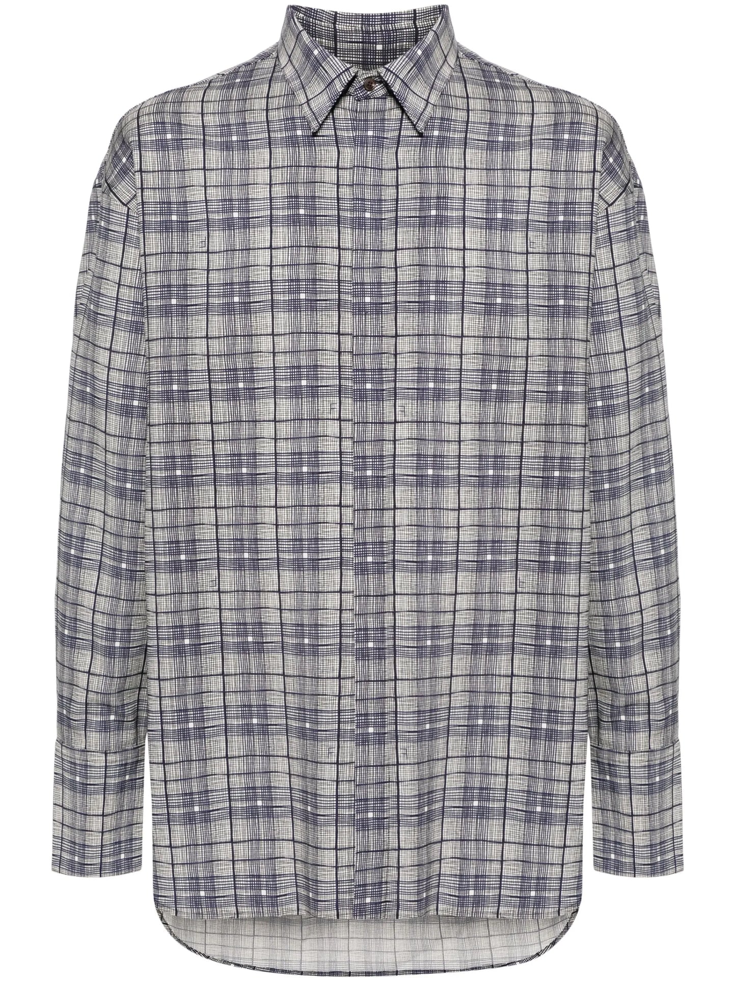checked-pattern virgin wool shirt