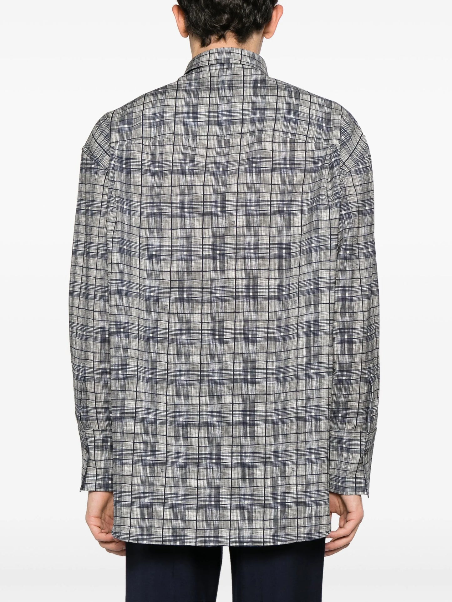 checked-pattern virgin wool shirt