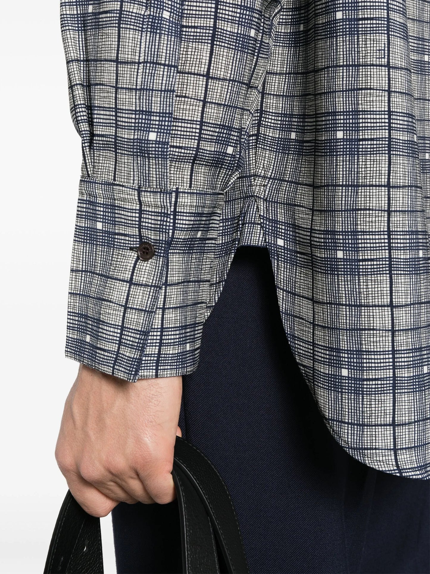 checked-pattern virgin wool shirt